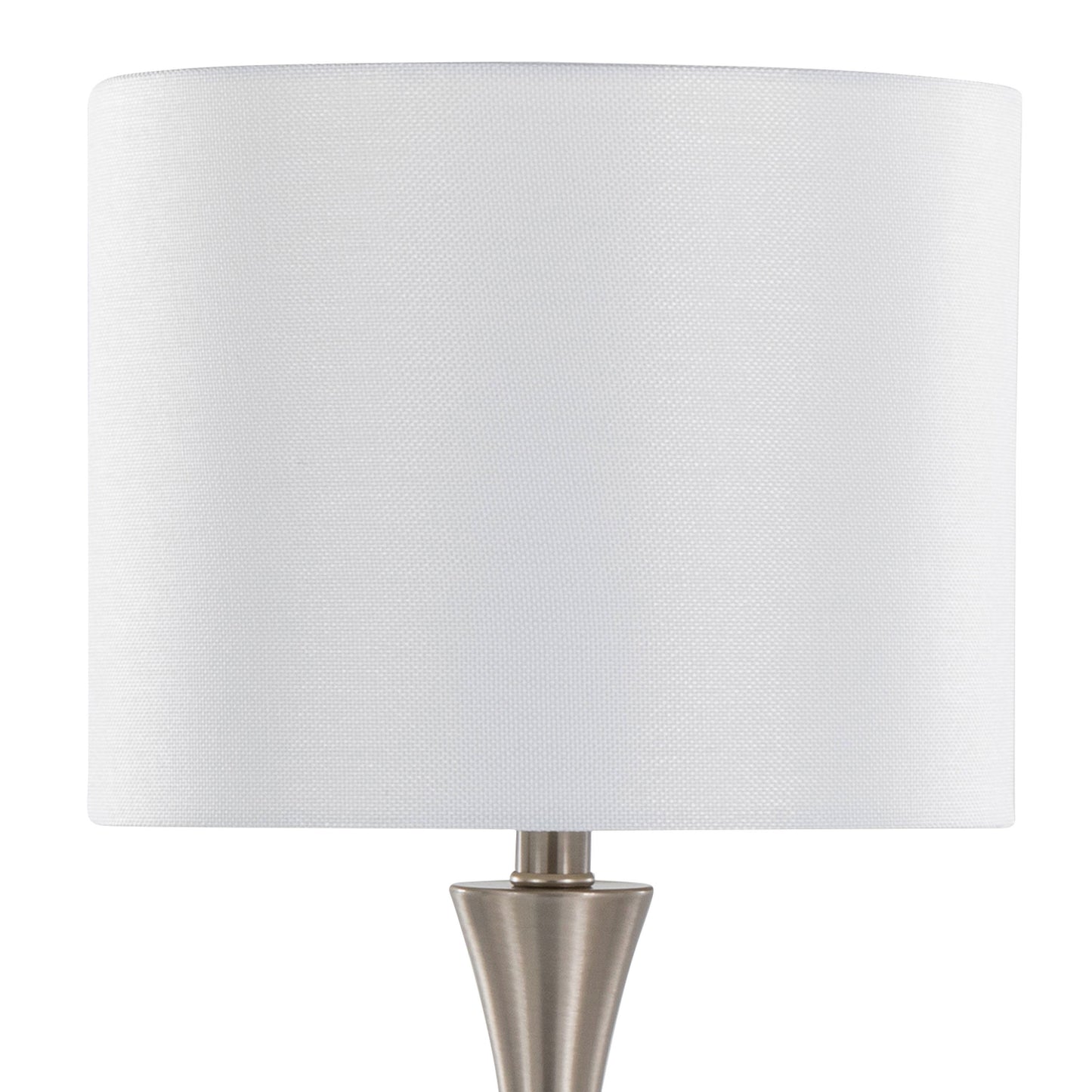Lenuxe 24" Contemporary Metal Table Lamp in Brushed Nickel with White Semi-gloss Linen Shade from Grandview Gallery by LumiSource - Set of 2