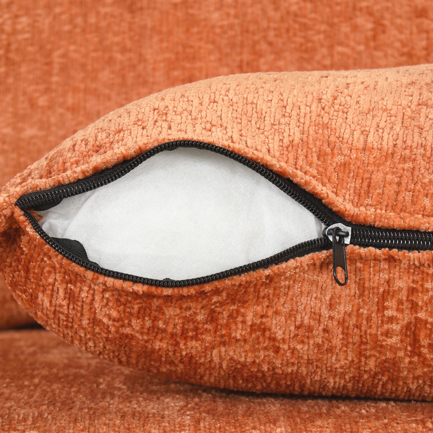 82.67"Convertible Sofa Bed Sectional Sofa Sleeper L-shaped Sofa with a Storage Ottoman,Two Pillows, Two Power Sockets and Two USB Ports for Living Room, Orange