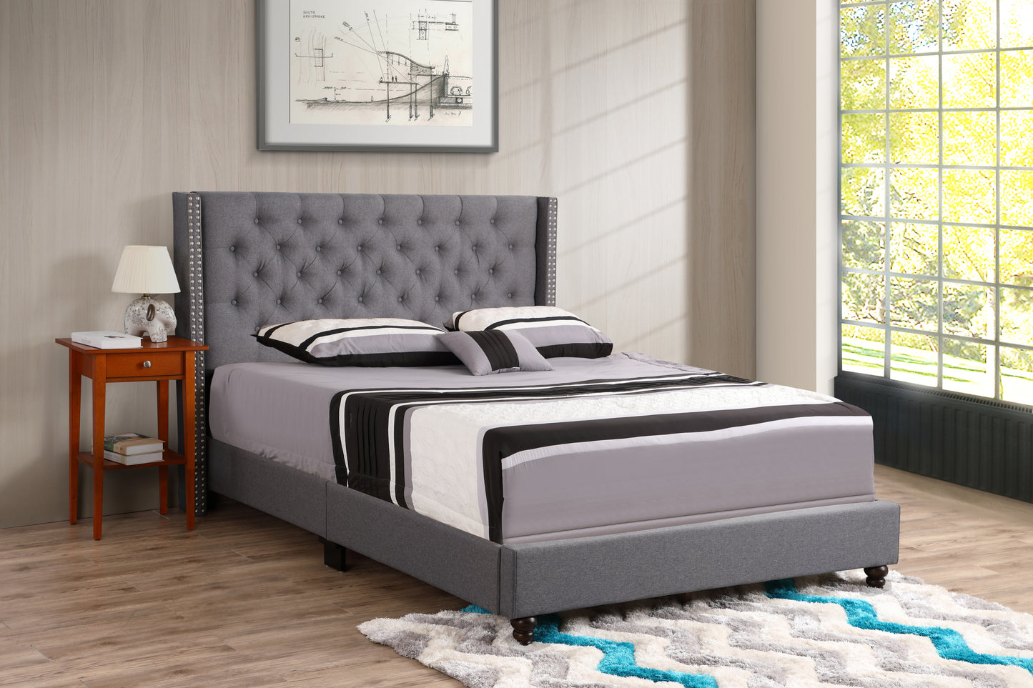 Elegant Gray Full Upholstered Bed