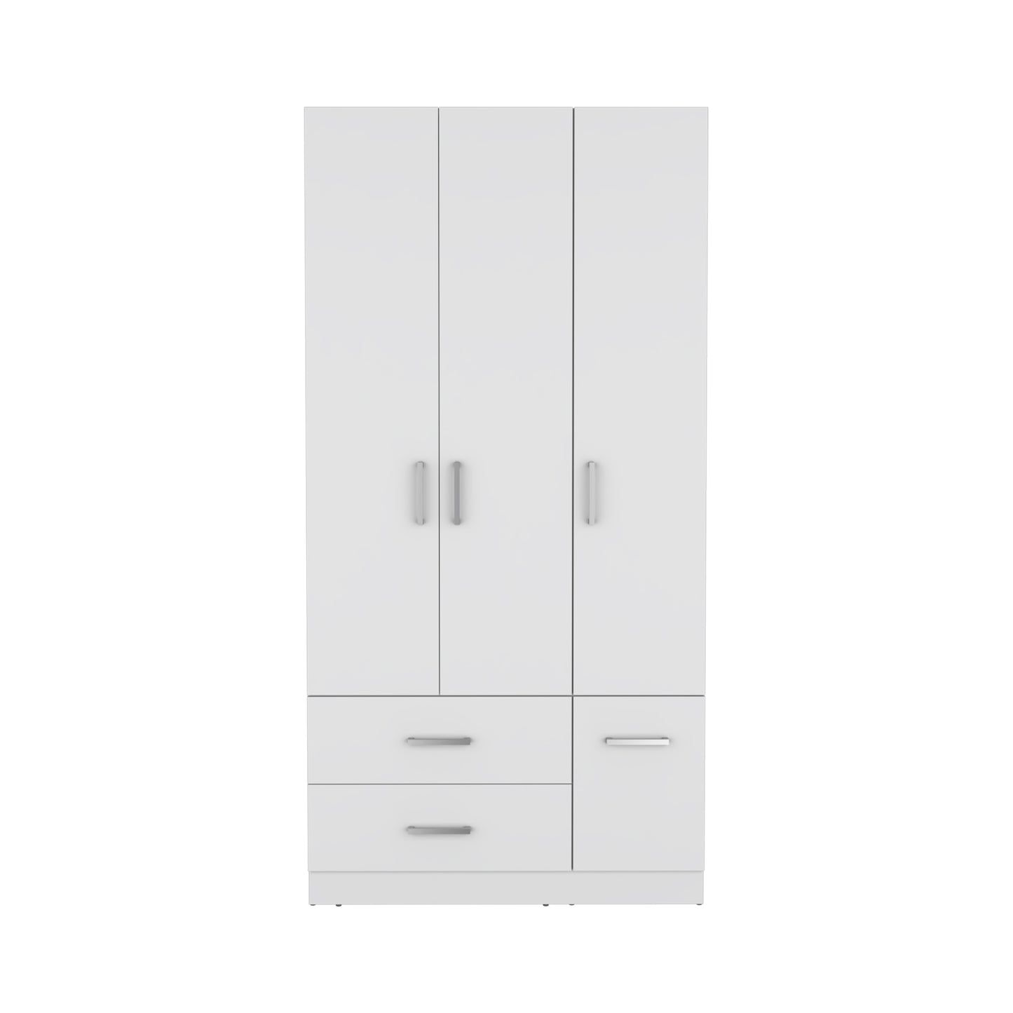 Armoire Wardrove 71", 4 Doors, Hanging Rod, 3 Cabinets, 6 Shelves, White