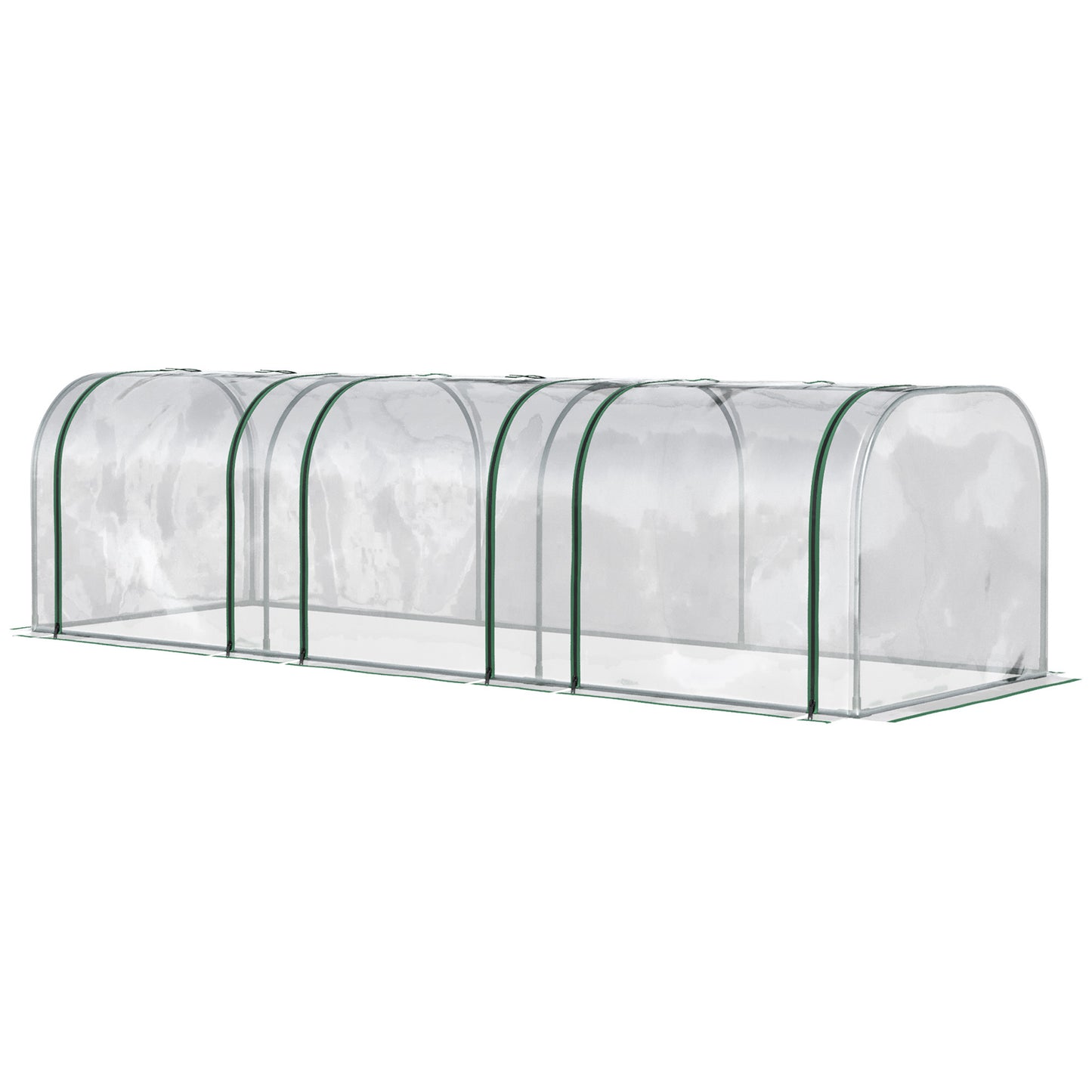 Outsunny 10' x 3' x 2.5' Mini Greenhouse, Portable Tunnel Green House with Roll-Up Zippered Doors, UV Waterproof Cover, Steel Frame, Clear