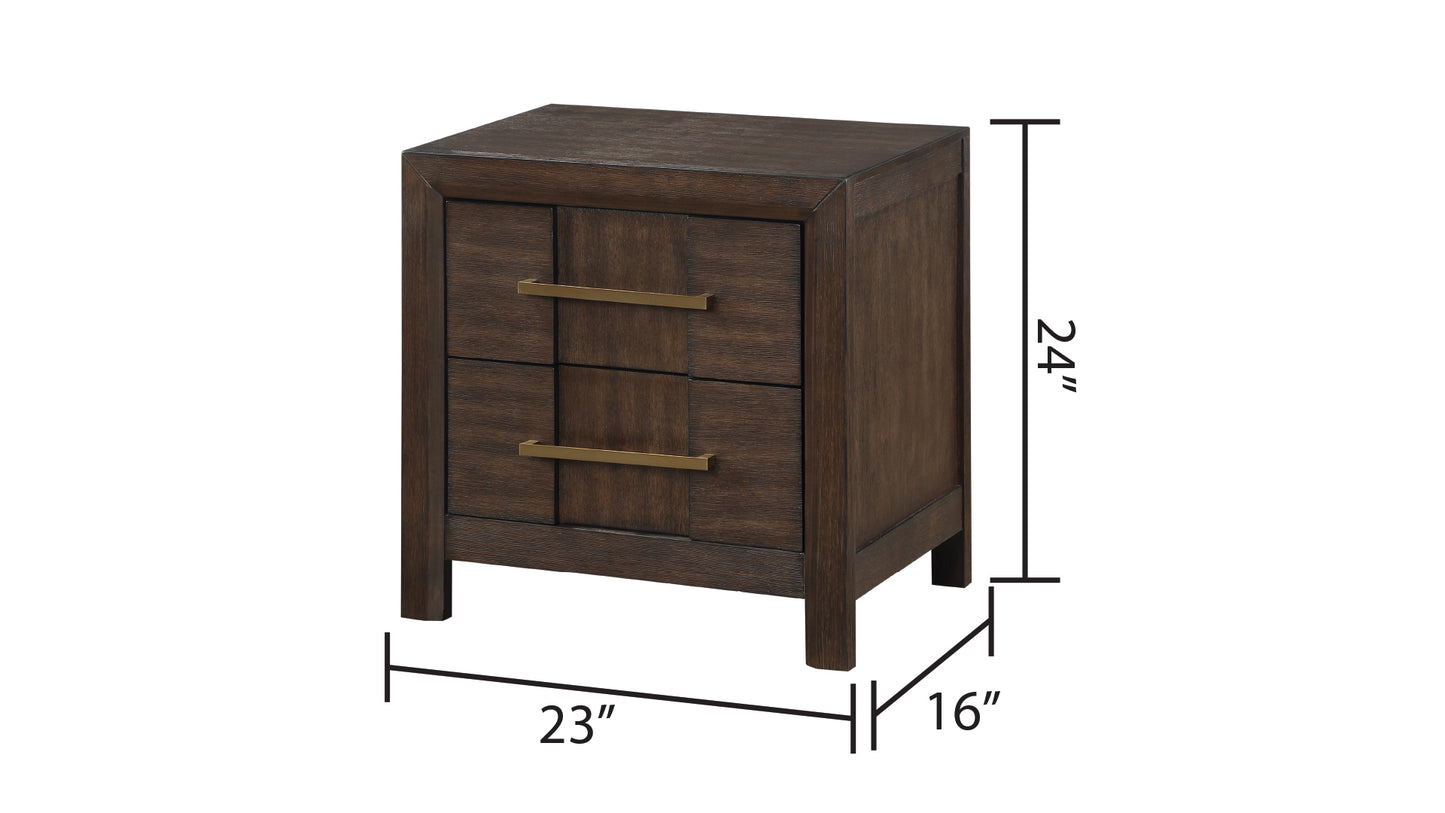 Modern Style 2-Drawer Nightstand Made with Wood in Walnut