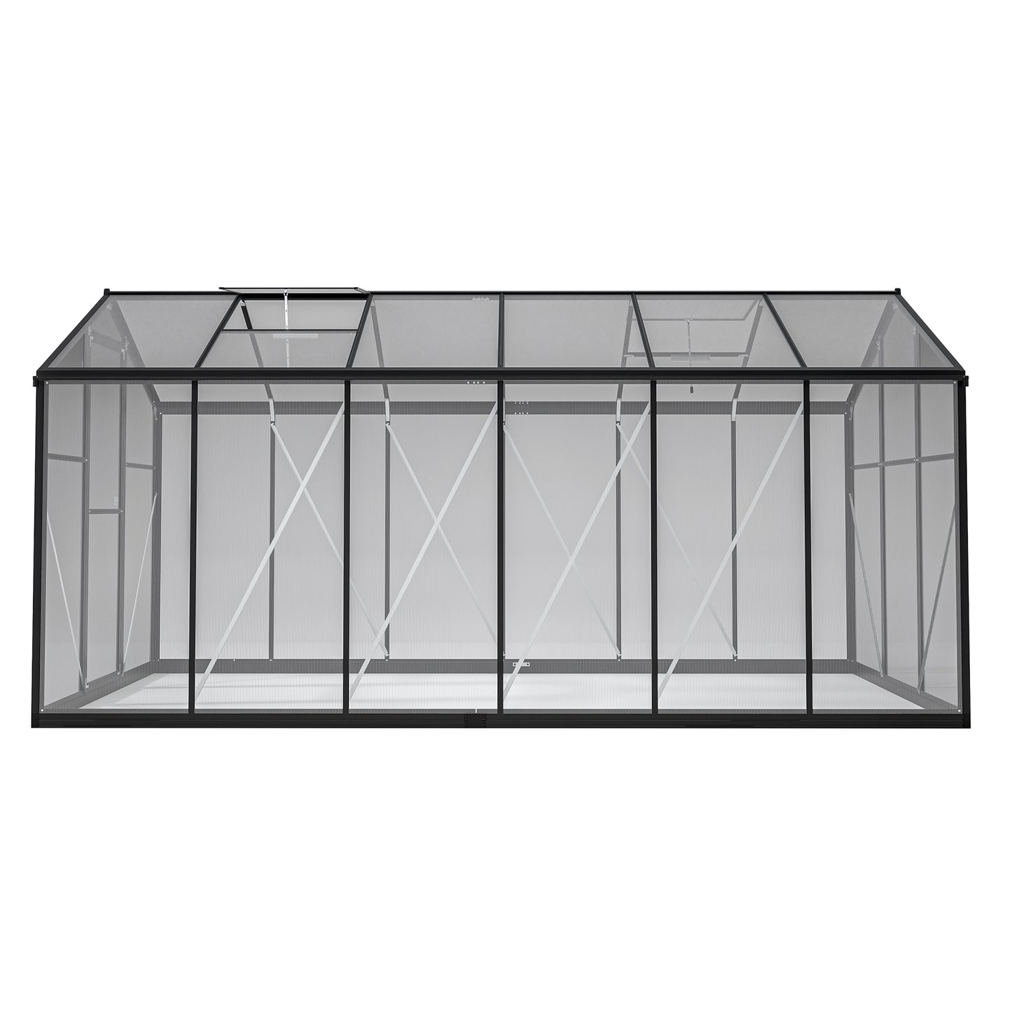 6' x 12' Thicked Polycarbonate Greenhouse, Greenhouse with Double Flush Door, Rain Gutter and Ventilation Window, Green House for Sunroom, Garden, Backyard, Walk-in Large Winter Greenhouse