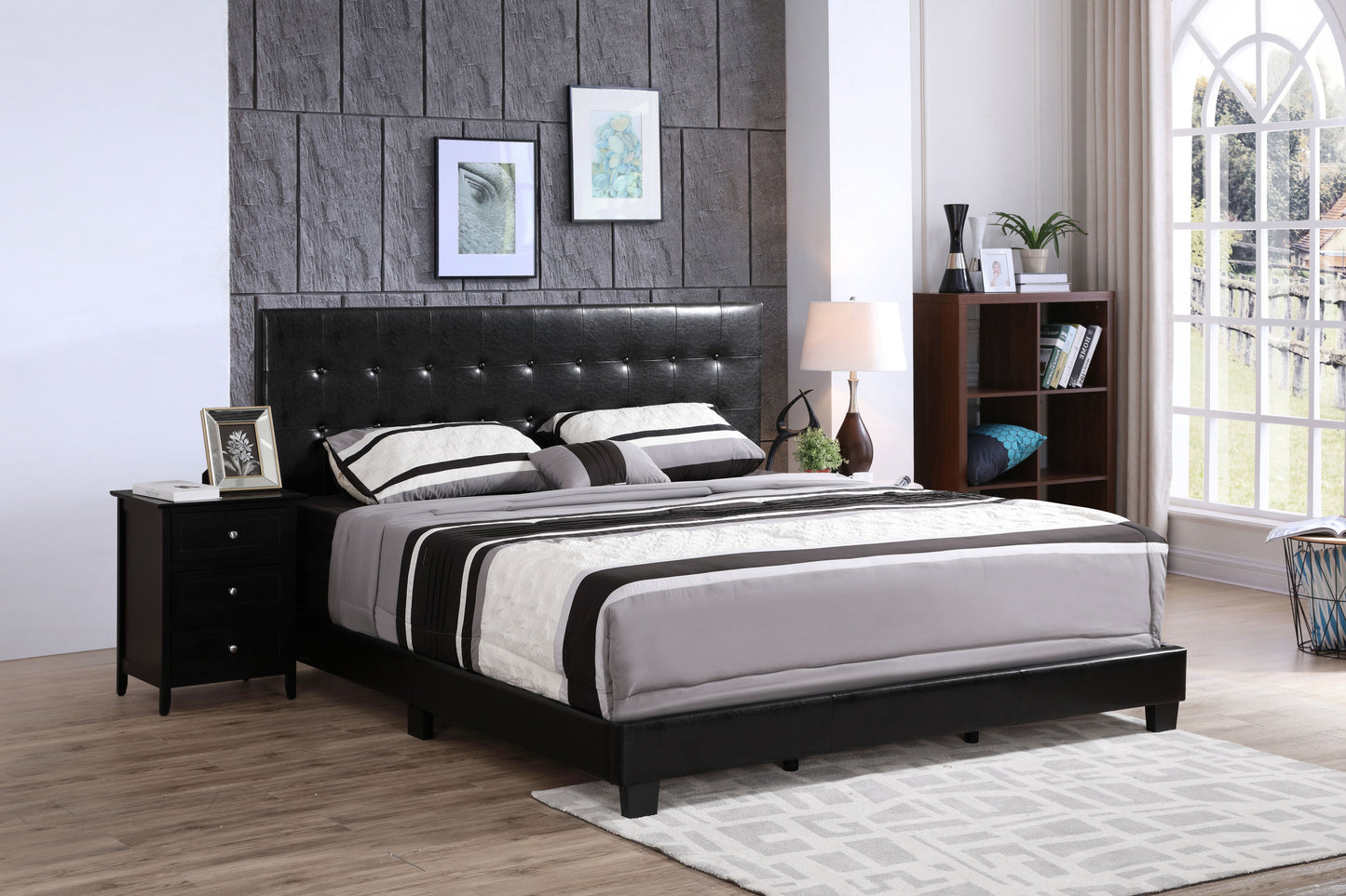 Stylish Black Contemporary Queen Bed