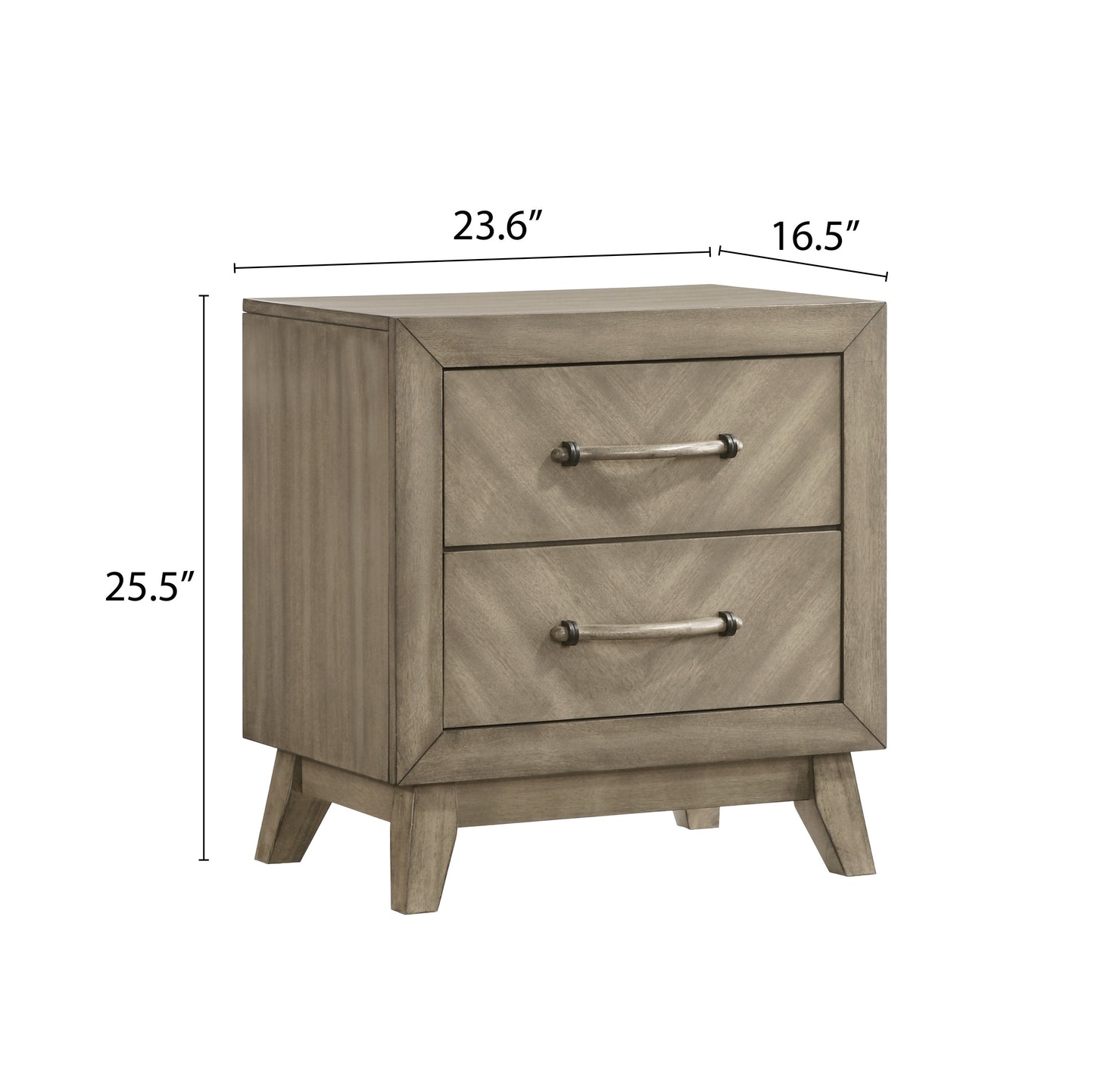 Arena Contemporary 2-Drawer Nightstand, Antique Gray