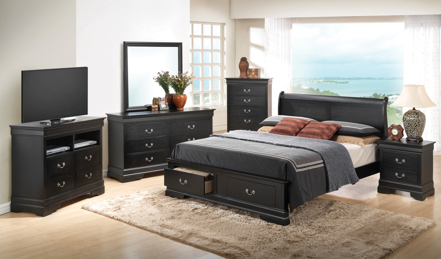 Sleek Black King Storage Bed With Functionality