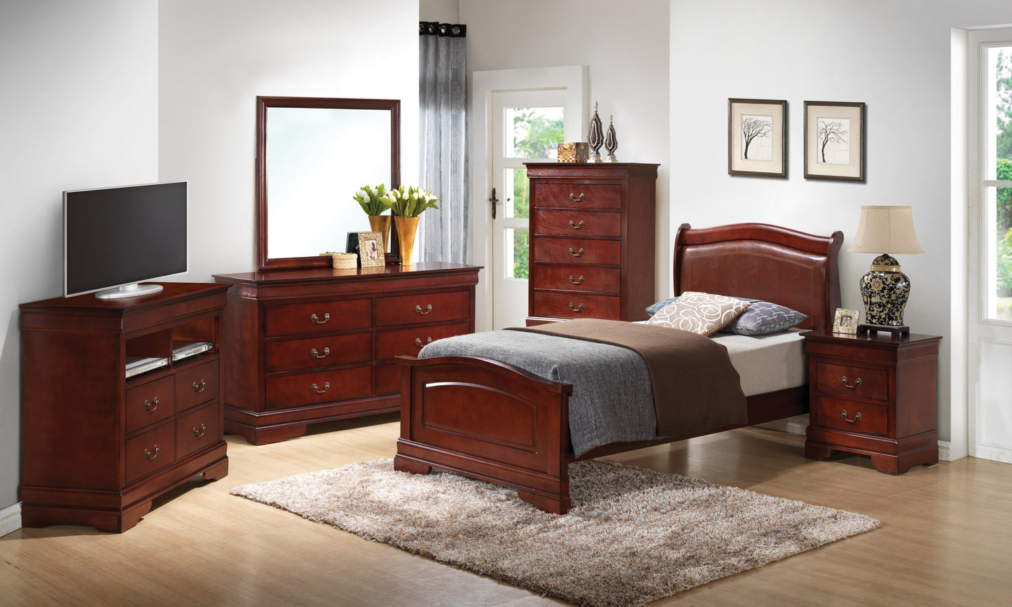 Charming Twin Bed In Cherry Finish