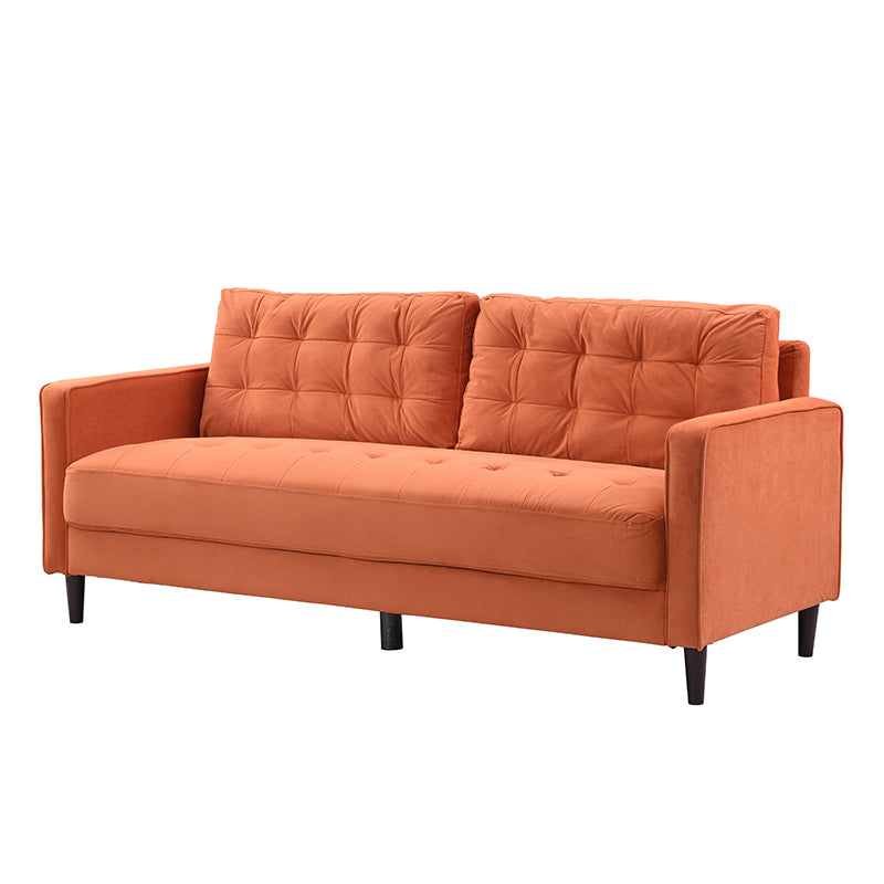 74" High Resilience three seater Sofa, Wooden Frame 3 Seat Sofa, Comfy , Modern Upholstered Sofa, Living Room Bedroom Apartment , Orange