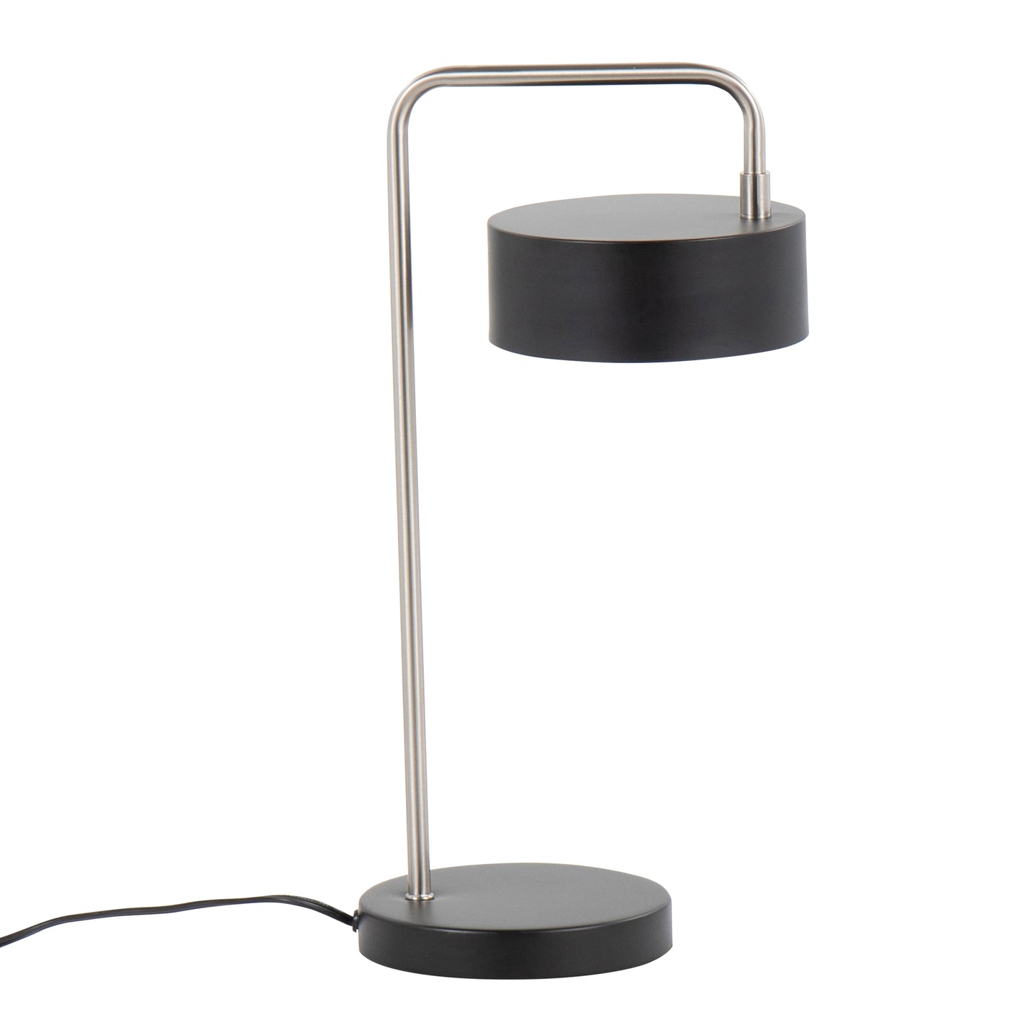 Puck Contemporary Table Lamp in Nickel and Black Metal by LumiSource