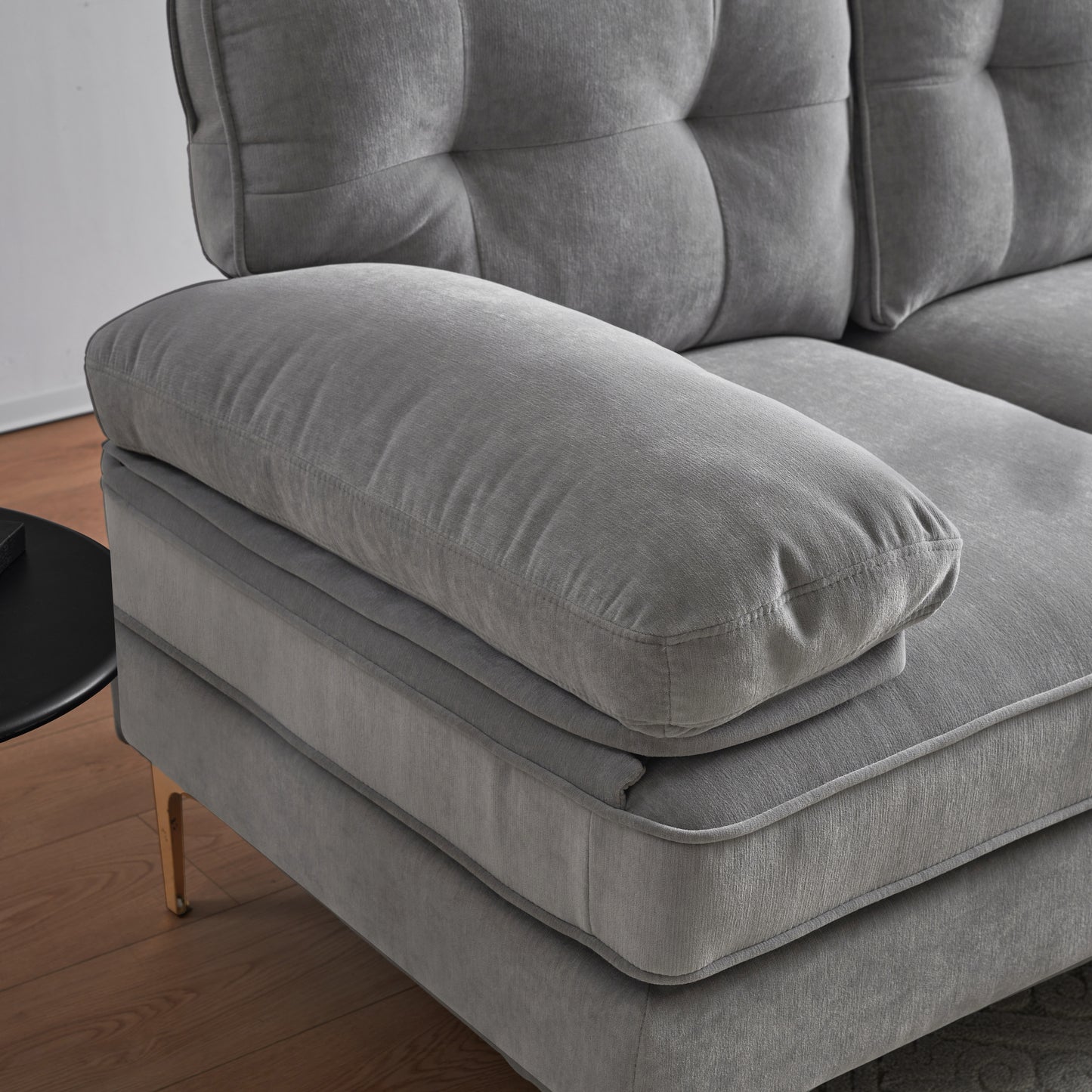 83" Modern Sectional Sofas Couches Velvet L Shaped Couches for Living Room, Bedroom, Light Grey