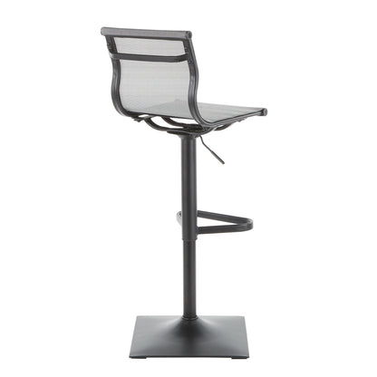 Mirage Contemporary Barstool in Black Metal and Silver Mesh Fabric by LumiSource