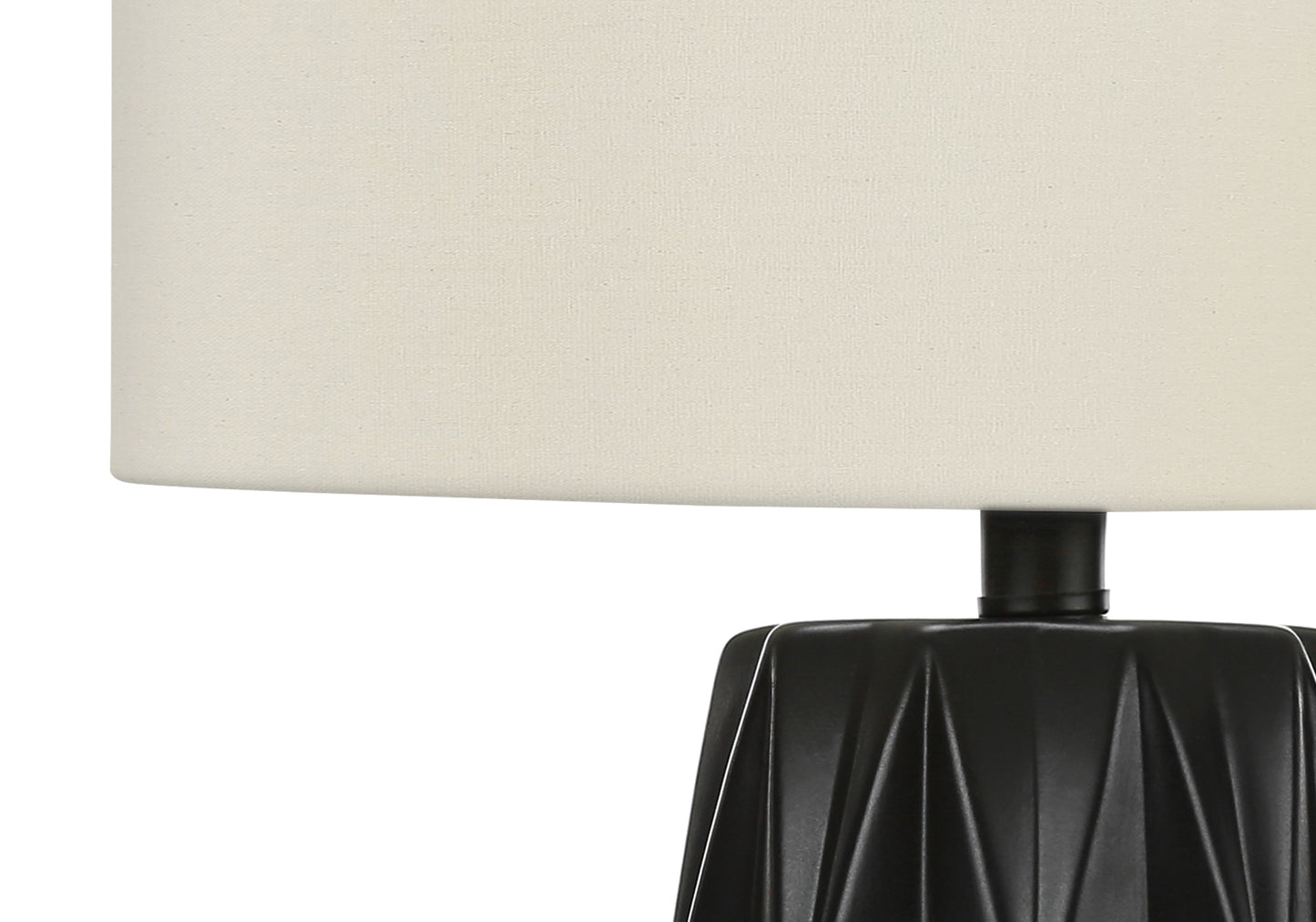 Lighting, 25"h, Table Lamp, Black Ceramic, Ivory / Cream Shade, Contemporary