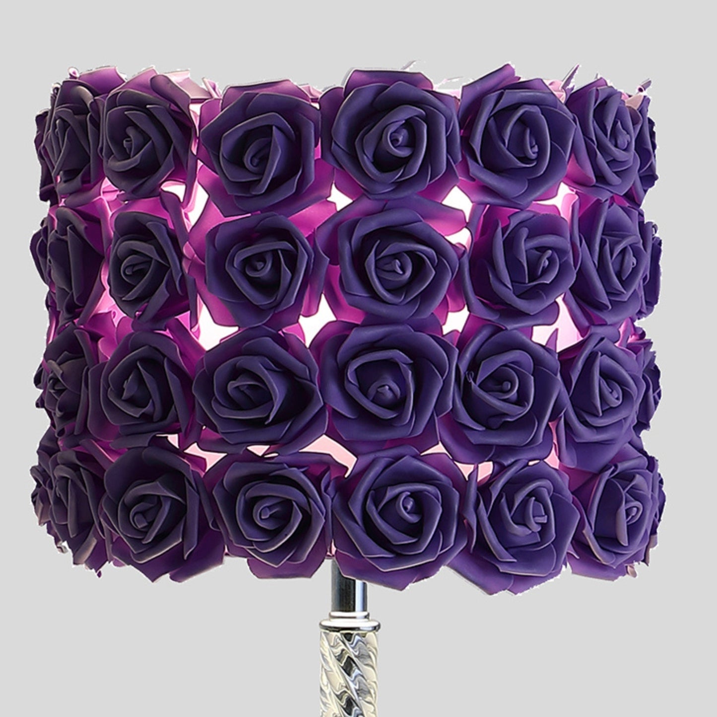 18.25" Lavender Roses in Bloom Acrylic / Metal Table Lamp