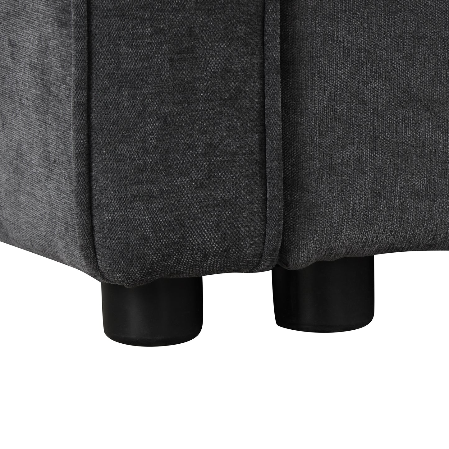 124.8"L-shaped Sofa Convertible Sofa Bed Pull Out Sofa Sleeper with Two Back Pillows, Two USB Ports and Two Power Sockets for Living Room, Gray (Old SKU:SG000890AAE)