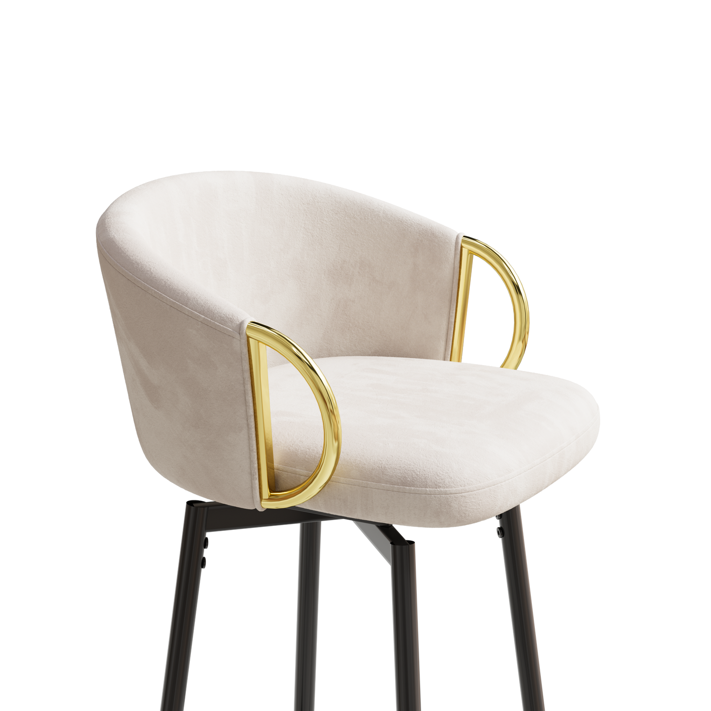 Dining Chairs Set of 2 Modern style 360°Swivel Bar Chairs with simple design, comfortable high stools, and flexible dining chairs suitable for bars, restaurants,Velvet Bar Chair Beige