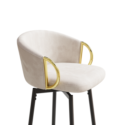 Dining Chairs Set of 2 Modern style 360°Swivel Bar Chairs with simple design, comfortable high stools, and flexible dining chairs suitable for bars, restaurants,Velvet Bar Chair Beige