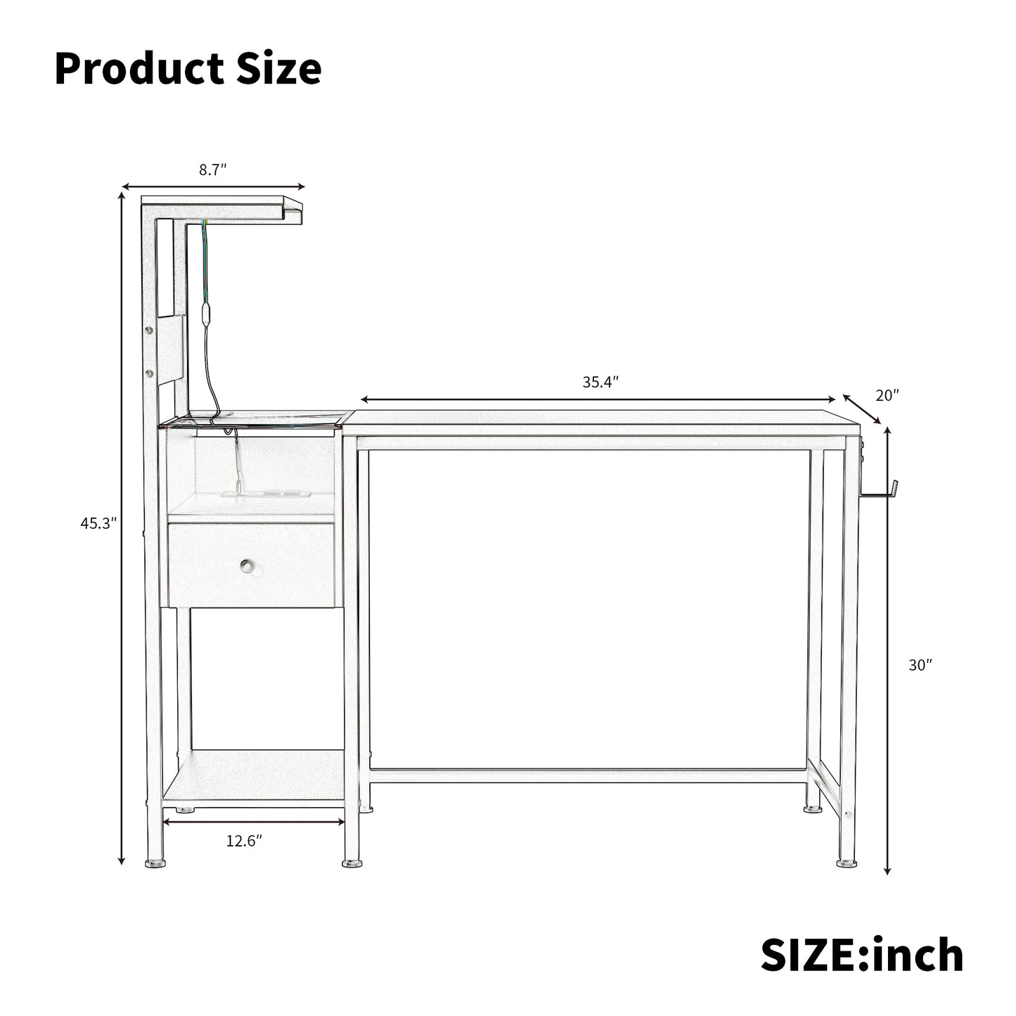 Computer Desk with Power Outlet & Storage Shelves, Study Writing Table with USB Ports Charging Station, PC Desk Workstation for Home Office, Brown