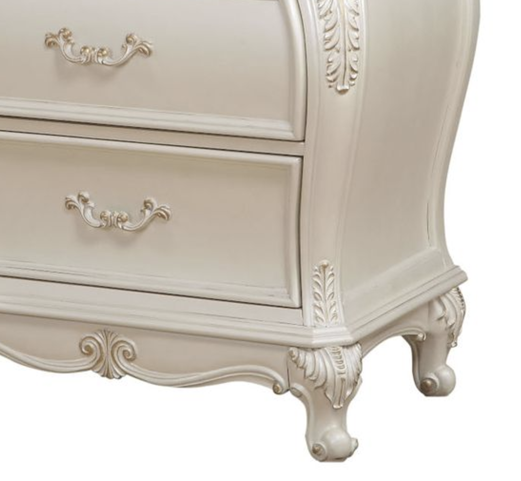 Chantelle Pearl White Finish Nightstand W/Granite Top