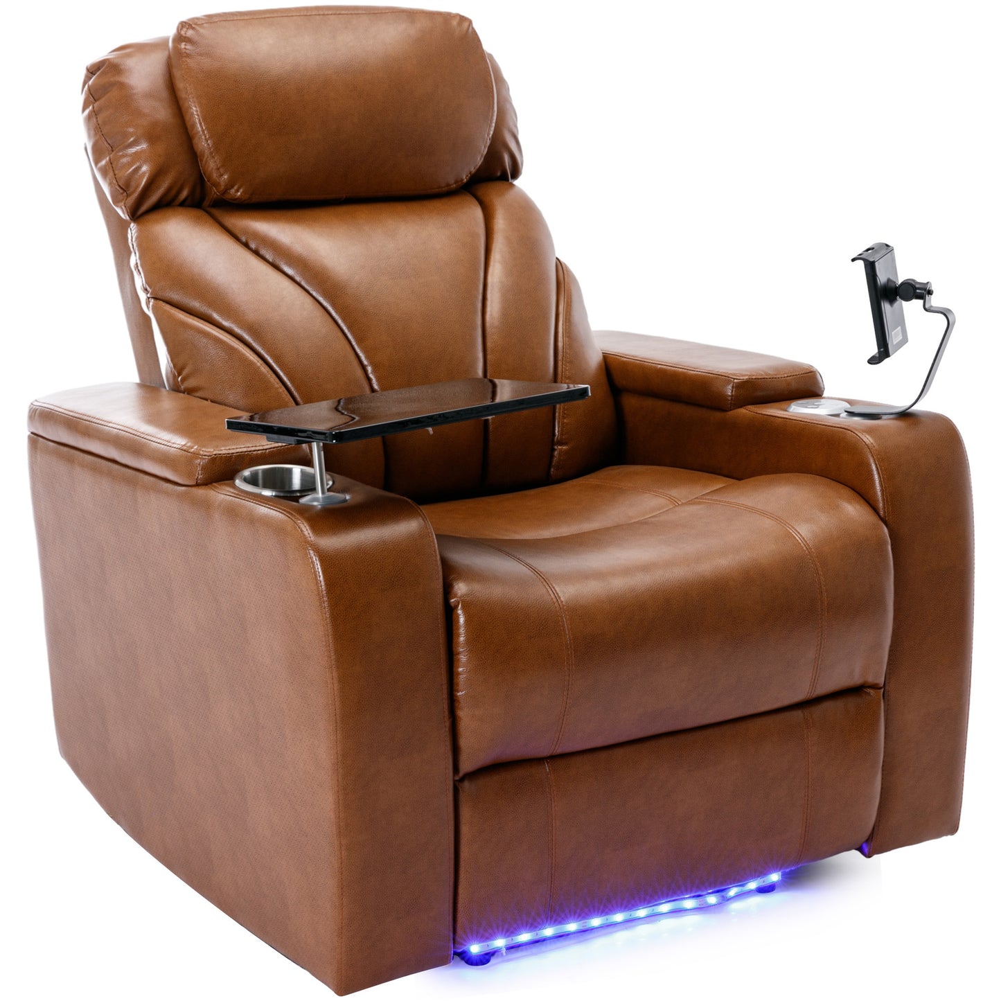 Power Motion Recliner Electric Power Recliner with USB Charging Port, Hidden Arm Storage, Convenient Cup Holder and Bluetooth Speaker,  Light  Brown(Old Sku:SG000800AAS)