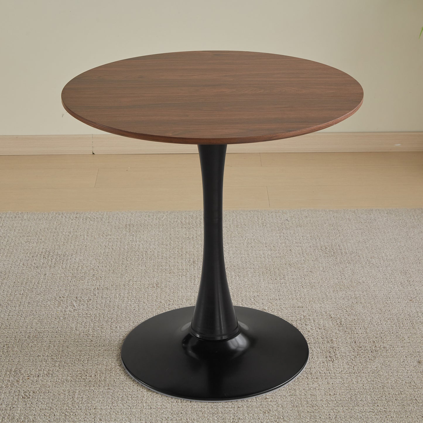 31.5 "round dining table for 2-4 people with walnut top, mid-century walnut tulip kitchen table, pedestal table for small home office living room