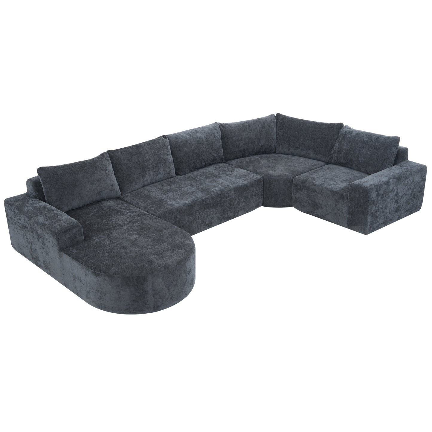 141.7" Oversized Modular Sofa Cloud Sectional Sofa Set Upholstered Couches U-shaped Sofa with Deep Seat for Living Room, Grey