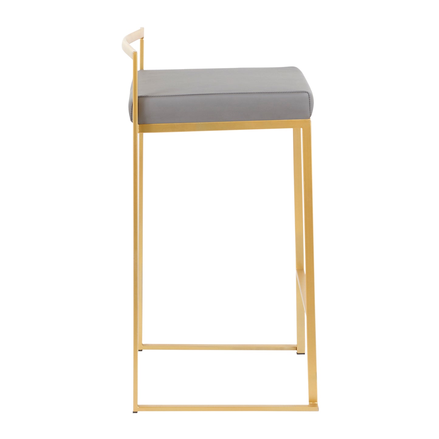 Fuji Contemporary Counter Stool in Gold with Grey Faux Leather by LumiSource - Set of 2