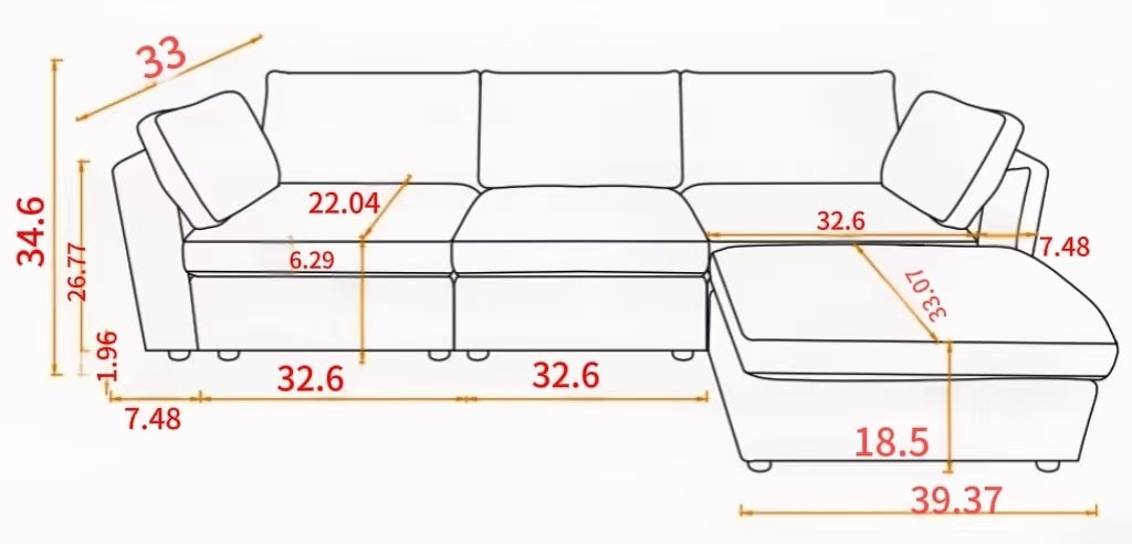 modular GREY  sofa  fabric,  simple and grand, the seat and back is very soft. this is also a KNOCK DOWN sofa