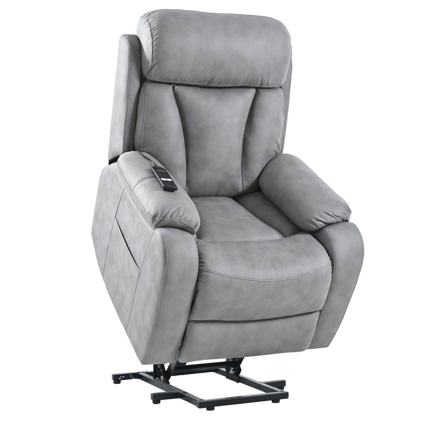 Electric Power Lift Recliner Chair for Elderly, Fabric Recliner Chair for Seniors, Home Theater Seating,Living Room Chair,Side Pocket, Remote Control (Light Gray)