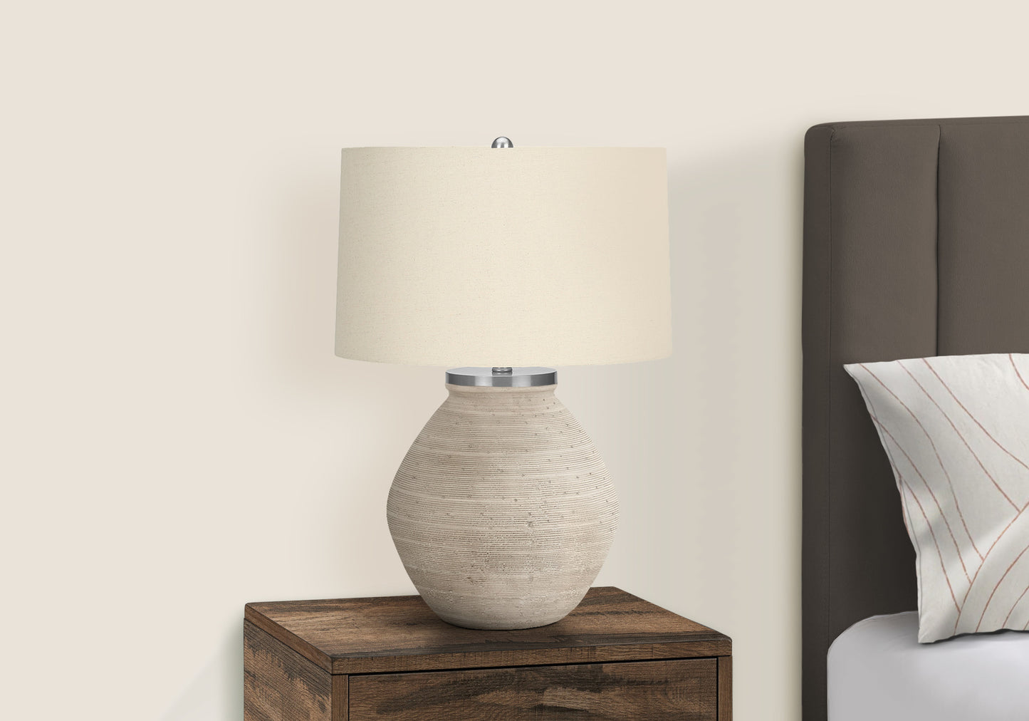 Lighting, 25"h, Table Lamp, Cream Concrete, Beige Shade, Contemporary