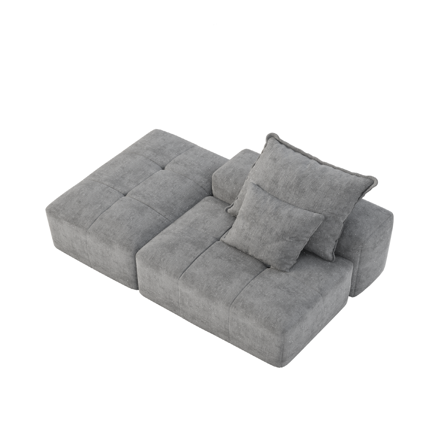 Modern Oversized Modular Sectional Sofa,Sparkling Chenille Fabric Soft Cushion Sofa with 2 Pillows,DIY Combination Tufted Sofa,No Assembly Required