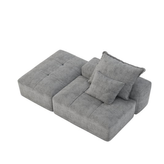 Modern Oversized Modular Sectional Sofa,Sparkling Chenille Fabric Soft Cushion Sofa with 2 Pillows,DIY Combination Tufted Sofa,No Assembly Required