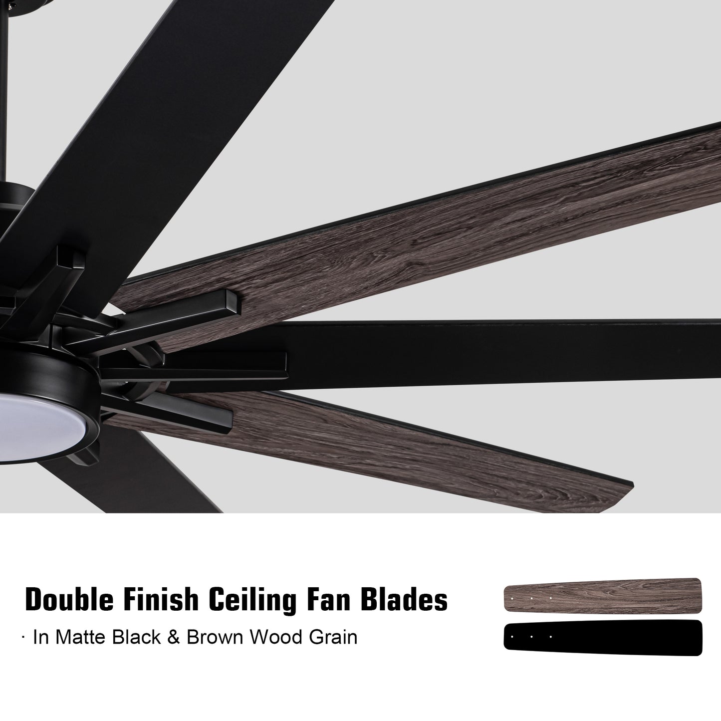 72 in.Integarted LED Large Black Double Finish Ceiling Fan with Remote Control