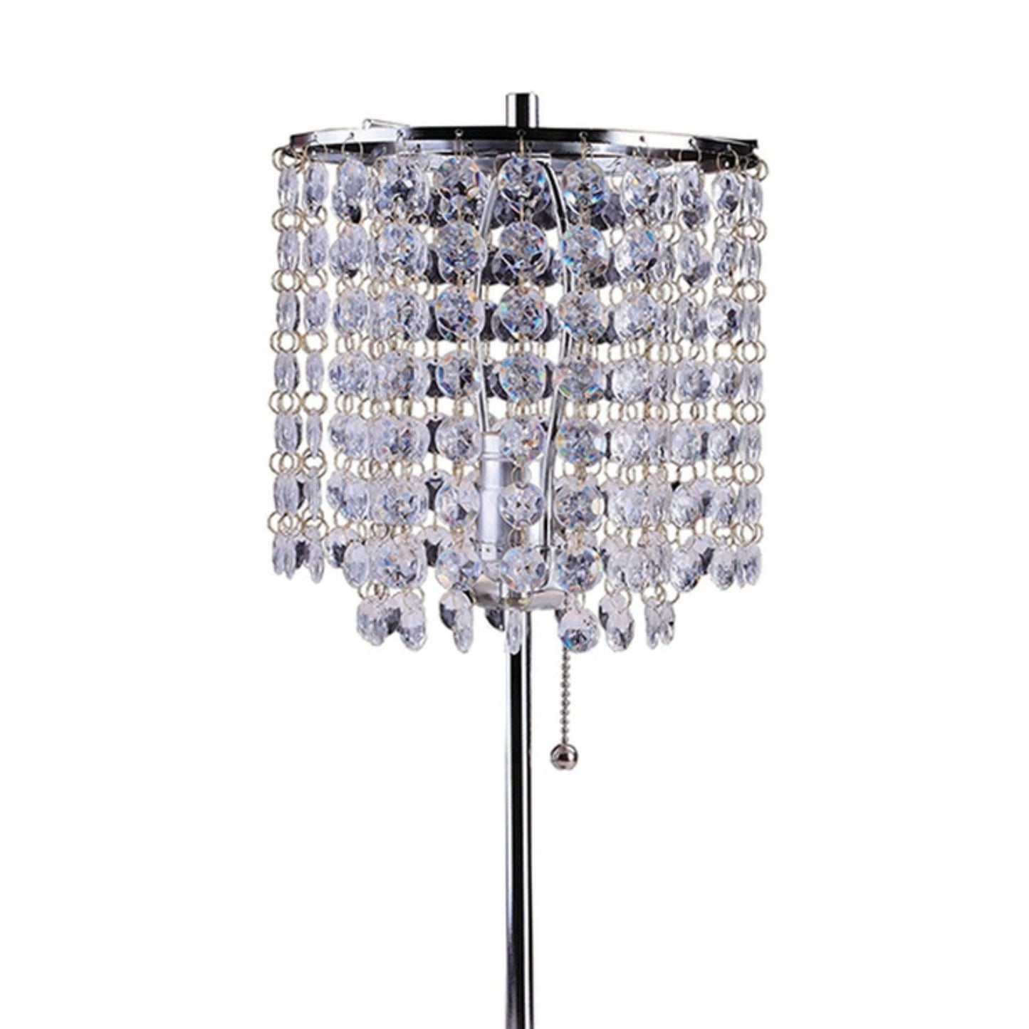 20.25" Tall Metal Table Lamp with Silver finish, Crystal Inspired Shade