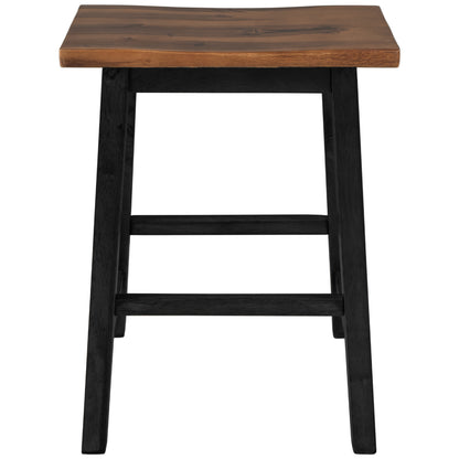 TOPMAX Farmhouse Rustic 2-piece Counter Height Wood Kitchen Dining Stools for Small Places, Walnut+Black