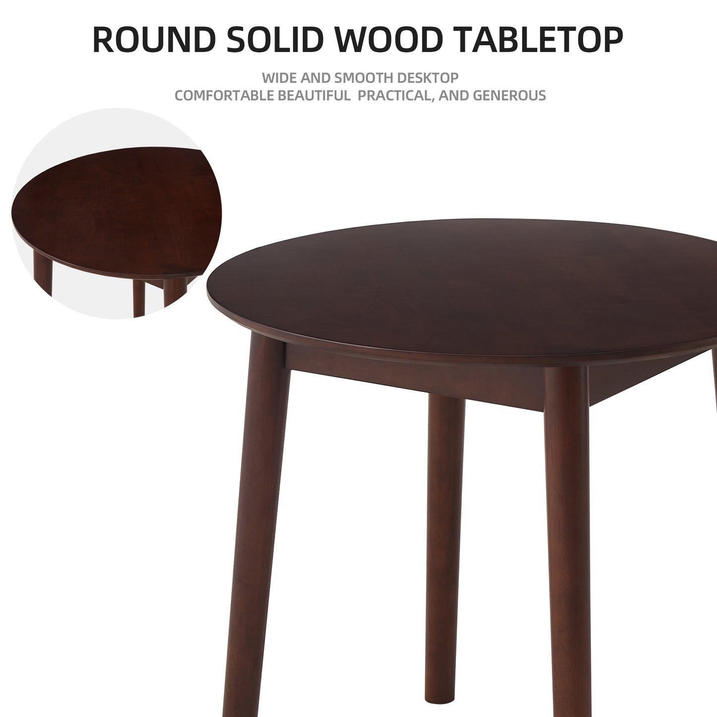 walnut Round Table, all solid wood, can sit 2-4 people diameter 31.5 inches