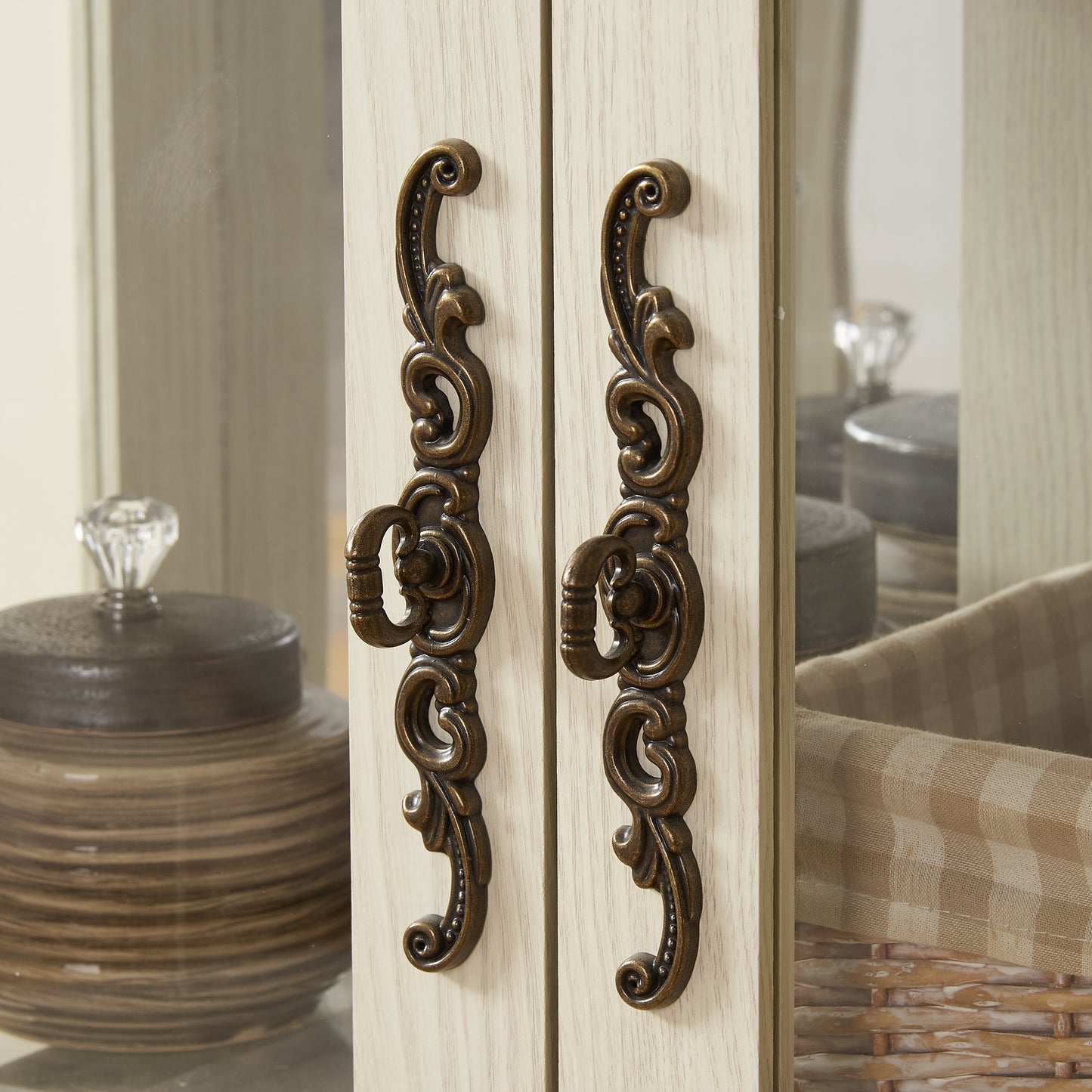 2 Doors Curio Cabinet with Tempered Glass Doors, Curio Cabinets with Mirrored Back Panel and Adjustable Shelves, Lighted Display Cabinet for Home, Office Light Bulb Included White