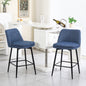 Counter Height Swivel Bar Stools Set of 2, 360° Swivel Upholstered Barstools with Back and Metal Legs, 25.6" Seat Height,Counter Stools for Kitchen Island and Pub,Linen Cloth,Blue Linen