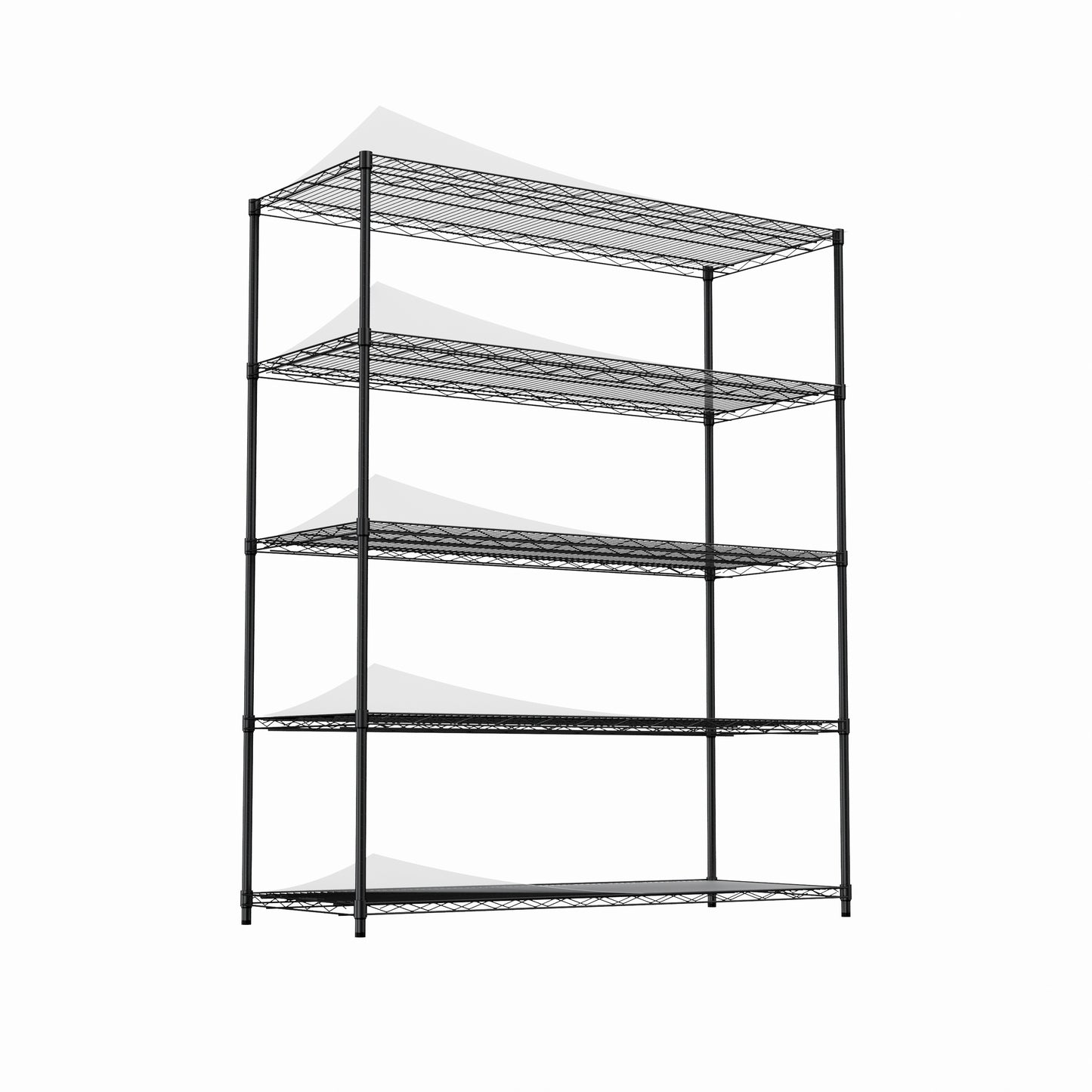 5-tier heavy-duty adjustable shelving and racking, 300 lbs. per wire shelf, with wheels and shelf liners, for warehouses, supermarkets, kitchens, etc. 59.45 "L × 24.02 "W × 71.65 "H,Black