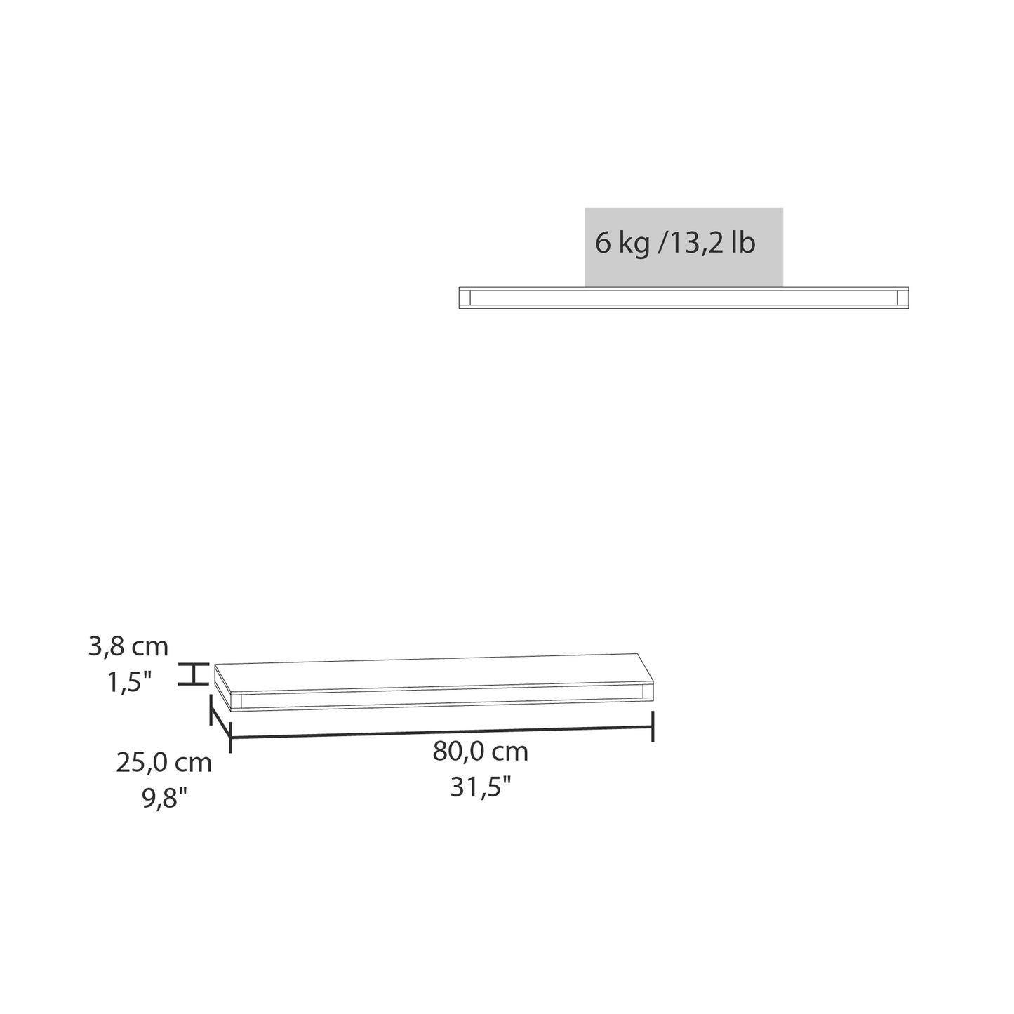 Iva Floating Shelf in Melamine, Mahogany