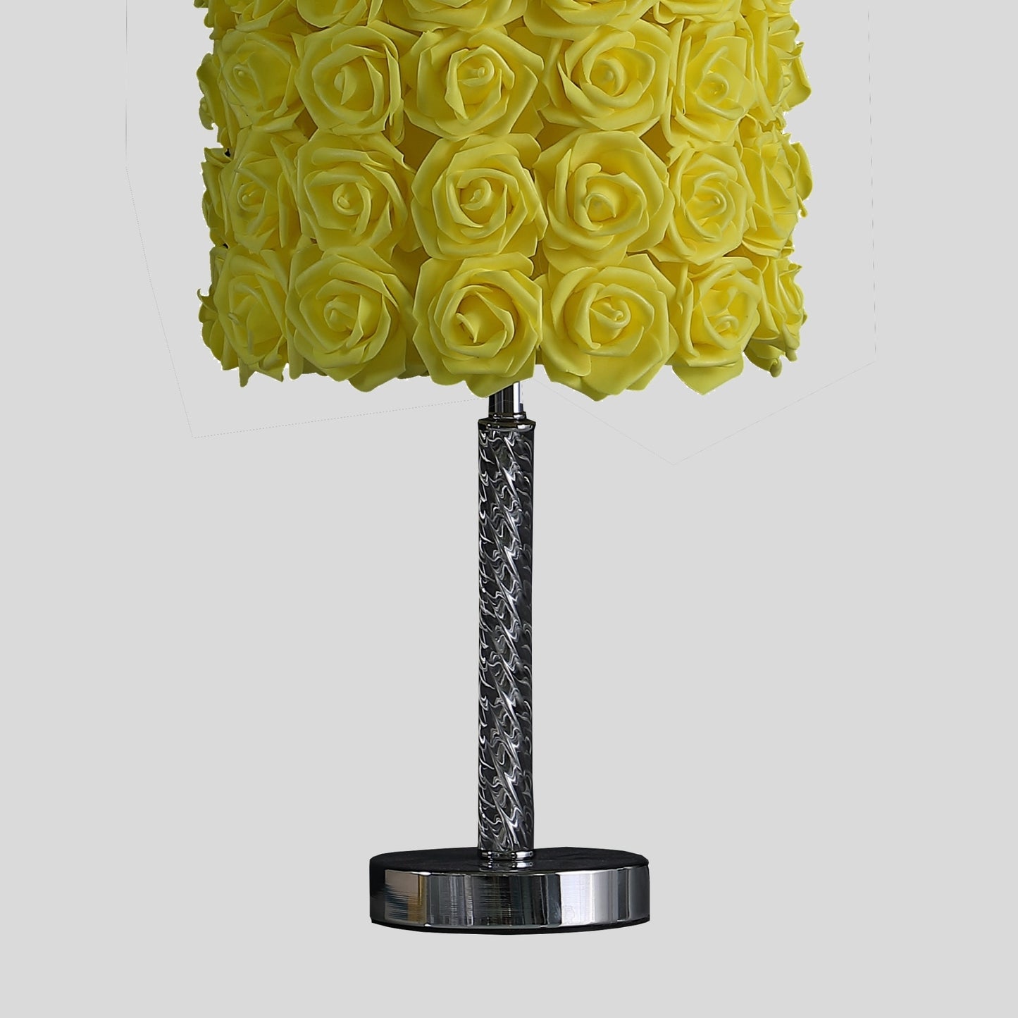 18.25" Yellow Roses in Bloom Acrylic / Metal Table Lamp