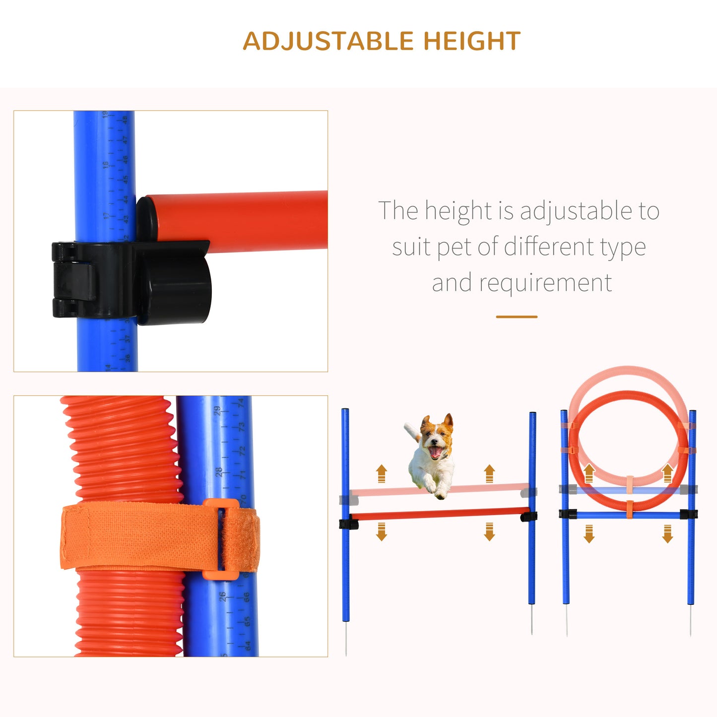 PawHut Dog Agility Training Equipment with Easy 3-Piece Set, Dog Obstacle Course for Backyards of Small Size, Includes Dog Hurdles, Weave poles, Hoop