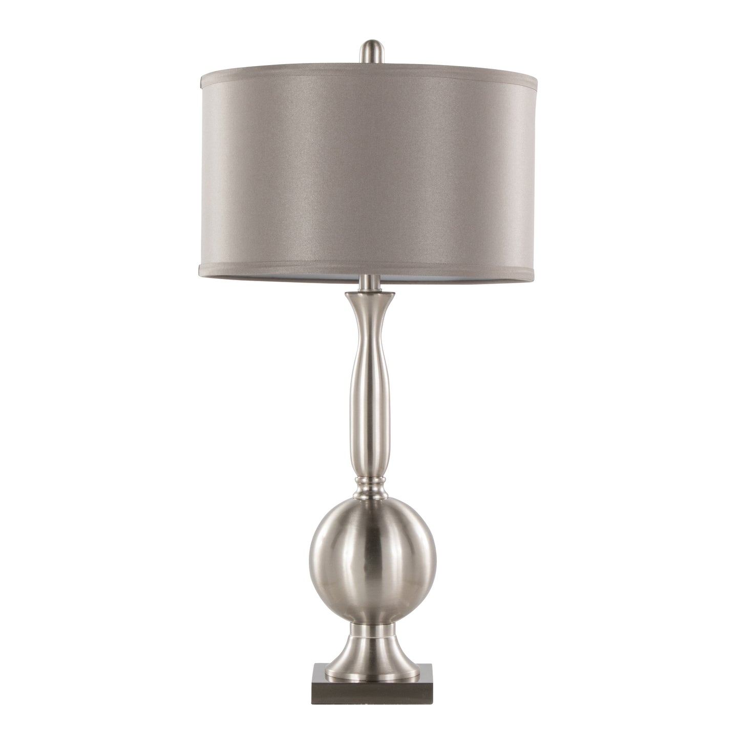 Joan 30" Contemporary Metal Table Lamp in Brushed Nickel with Grey Satin Shade from Grandview Gallery by LumiSource - Set of 2