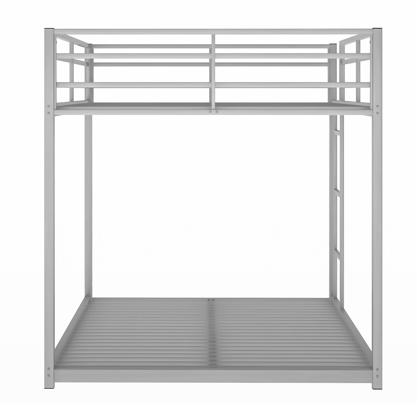 Full over Full Metal Bunk Bed, Low Bunk Bed with Ladder, Silver(Old SKU:MF197034AAN)