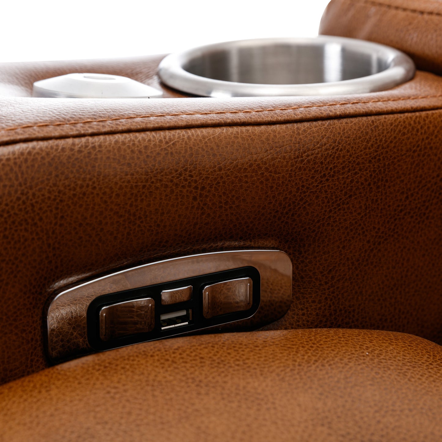 Power Motion Recliner Electric Power Recliner with USB Charging Port, Hidden Arm Storage, Convenient Cup Holder and Bluetooth Speaker,  Light  Brown(Old Sku:SG000800AAS)