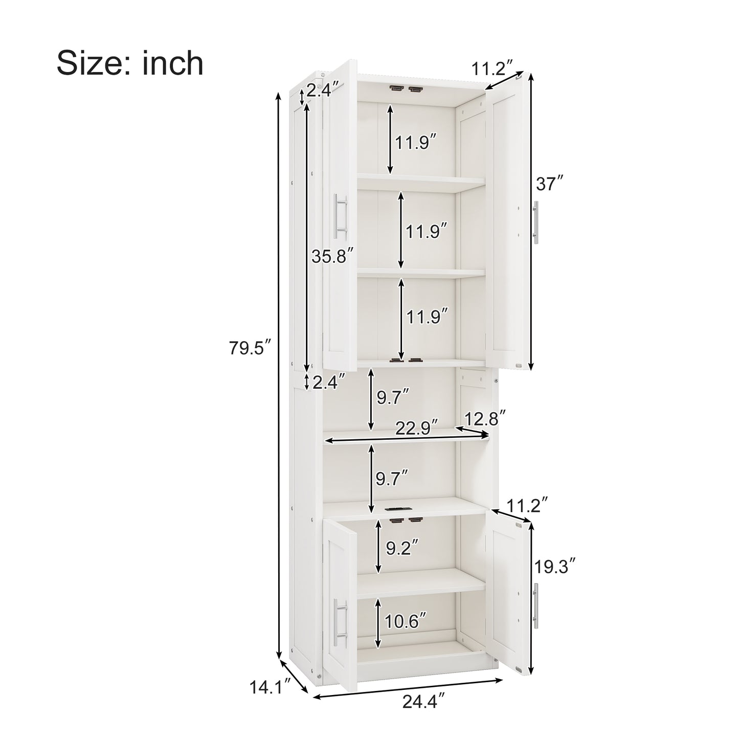 Queen Size Murphy Bed with 2 Side Cabinet Storage Shelves, 68-inch Cabinet Bed Folding Wall Bed with Desk Combo Perfect for Guest Room, Study, Office,White(old sku:BS400192AAC)