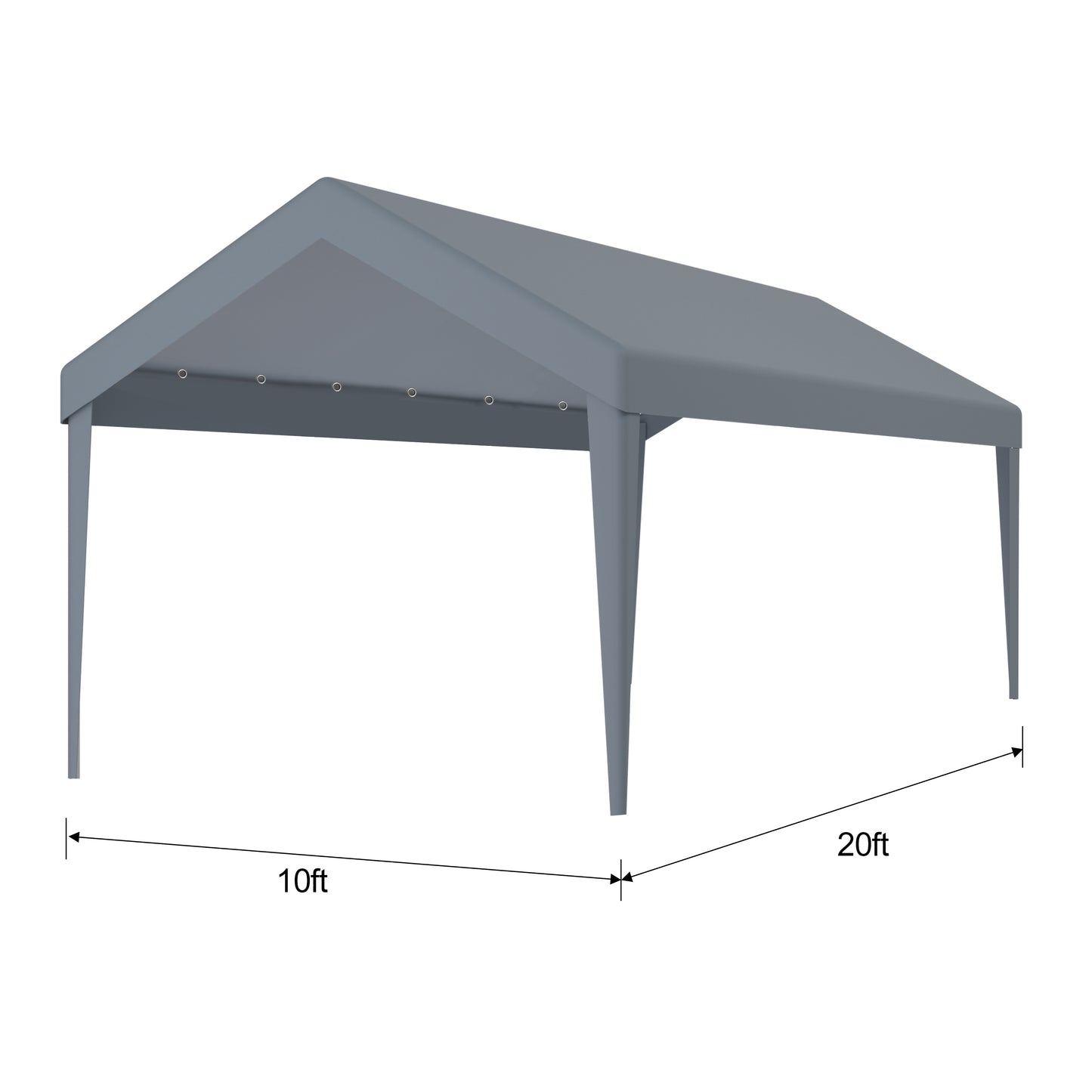 10x20ft Carport Replacement Canopy Cover, Waterproof & UV Protected Tarp with 72 Elastic Buckles Suit for Garage Shelter, Frame is Not Included,grey