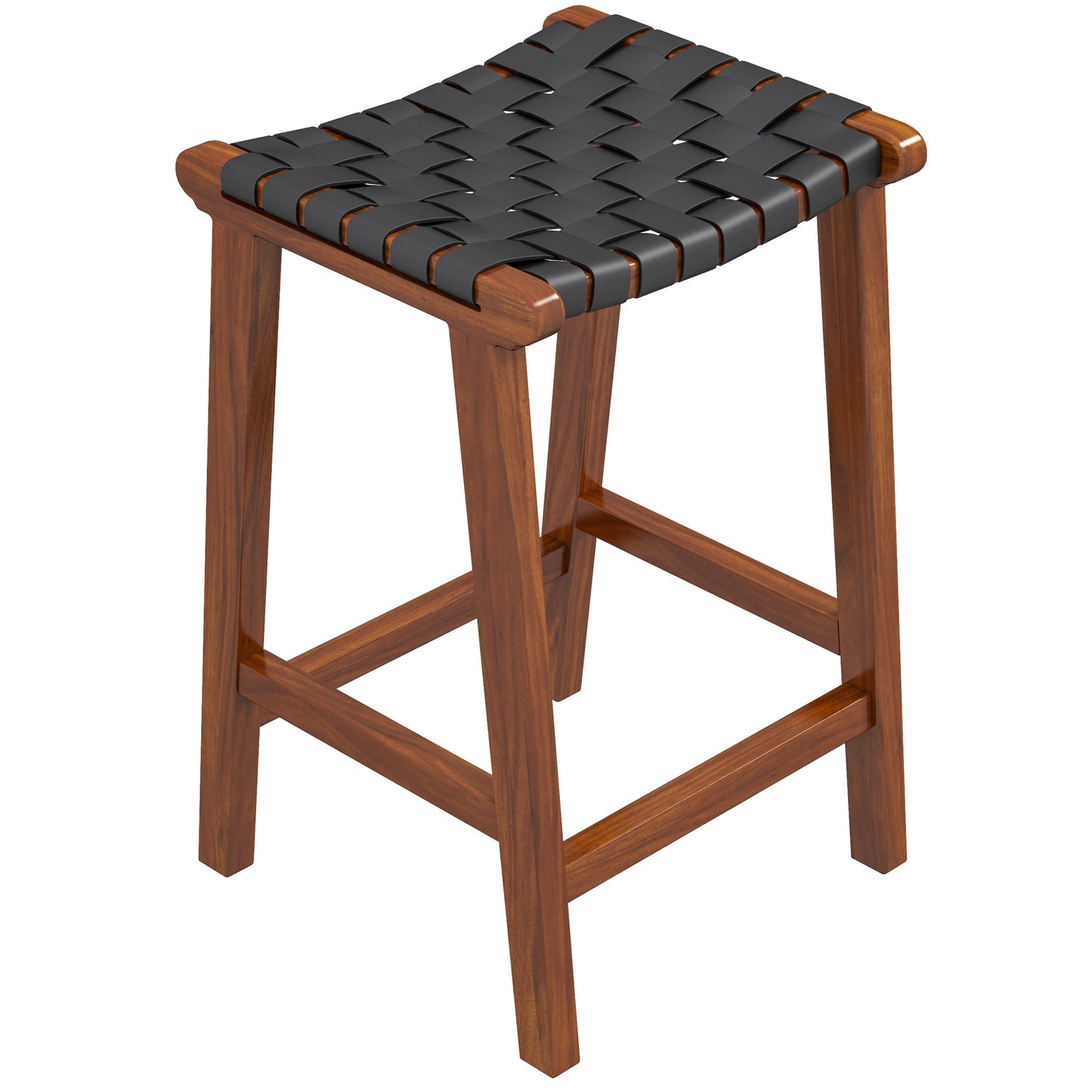 James Mid-Century Modern Genuine Leather Bar Stool