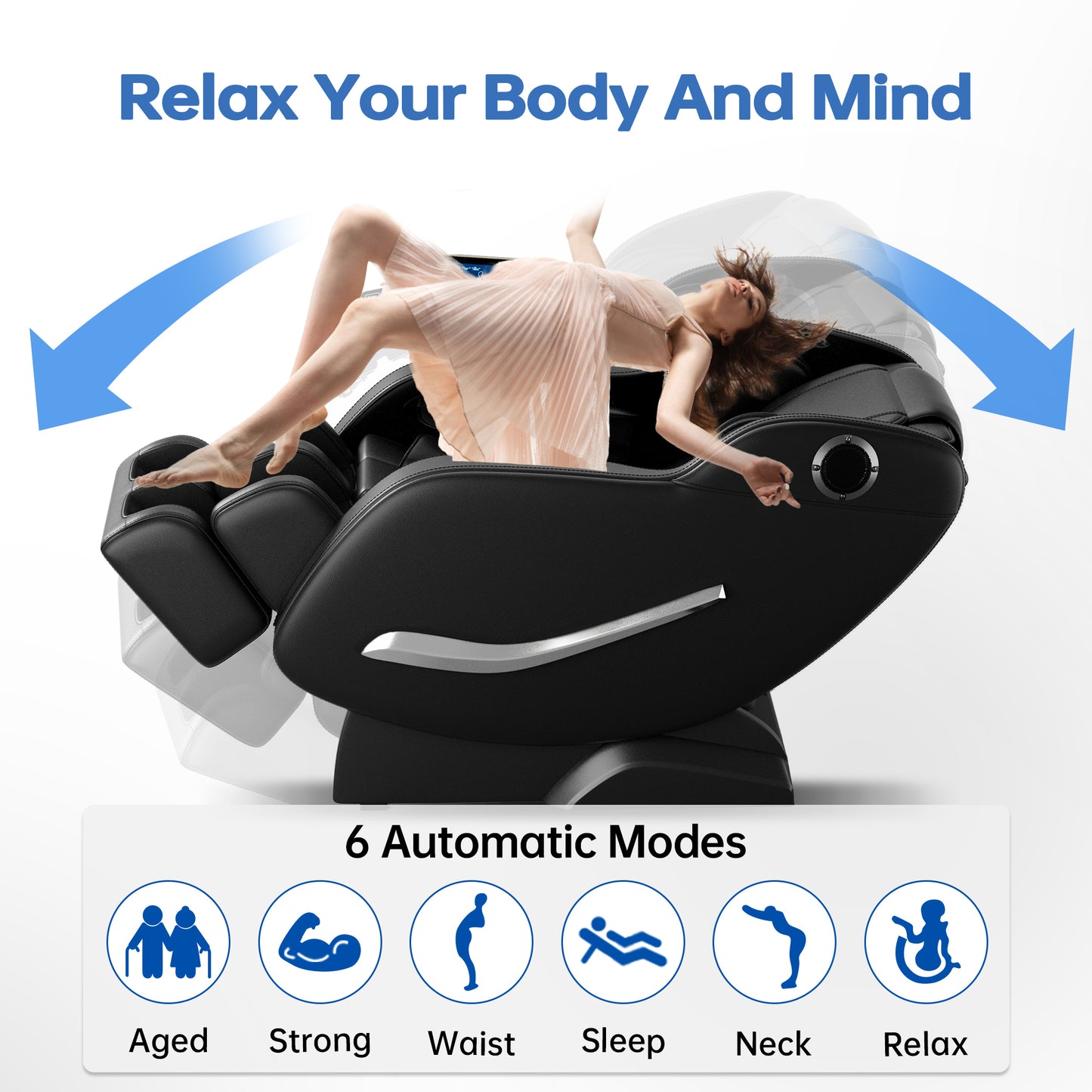 Full Body Massage Chair, Zero Gravity Mode, Deep Tissue Massage Chair, Foot Massage, 8 Fixed Massage Roller, LCD Touch Screen, Waist Heater, Bluetooth