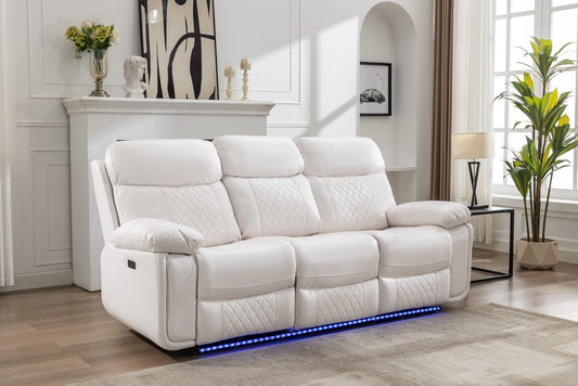 Power reclining sofa with DDT / LED Strip WHITE color