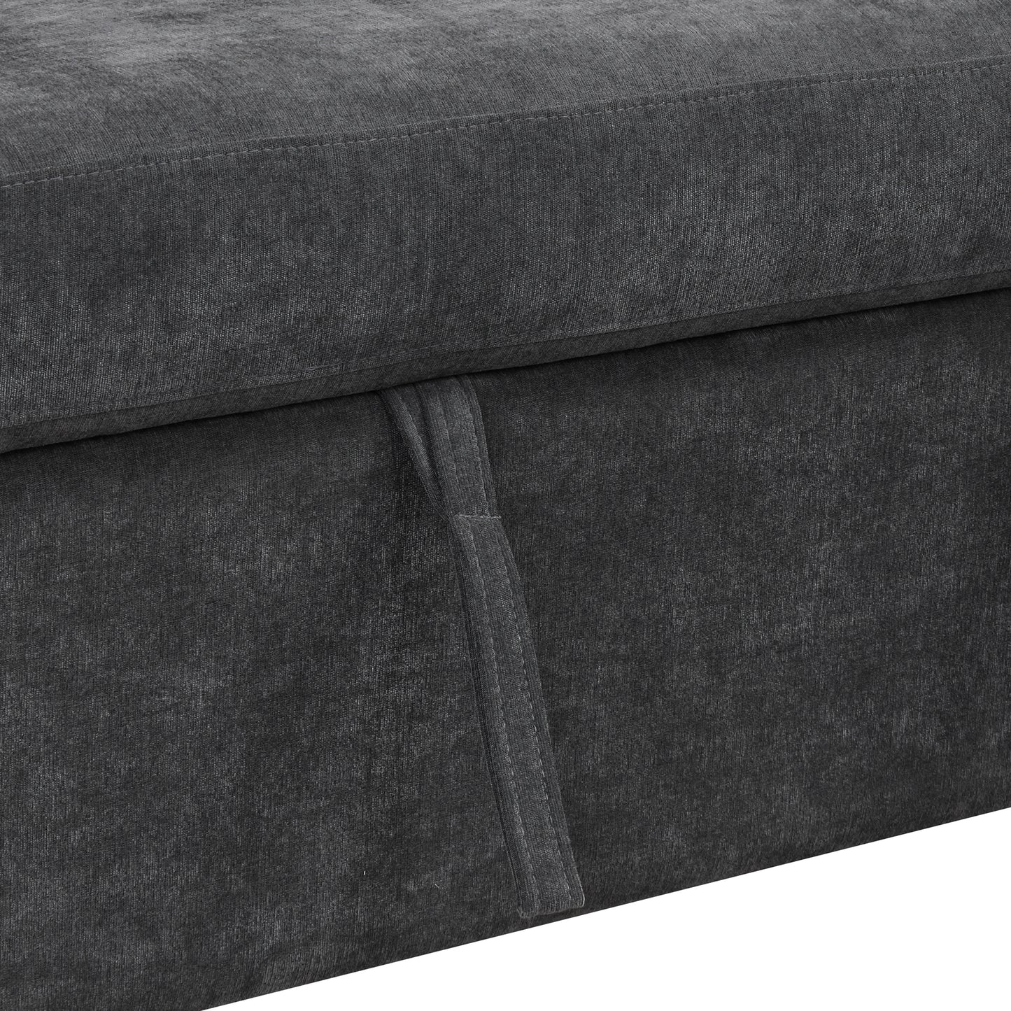 124.8"L-shaped Sofa Convertible Sofa Bed Pull Out Sofa Sleeper with Two Back Pillows, Two USB Ports and Two Power Sockets for Living Room, Gray (Old SKU:SG000890AAE)